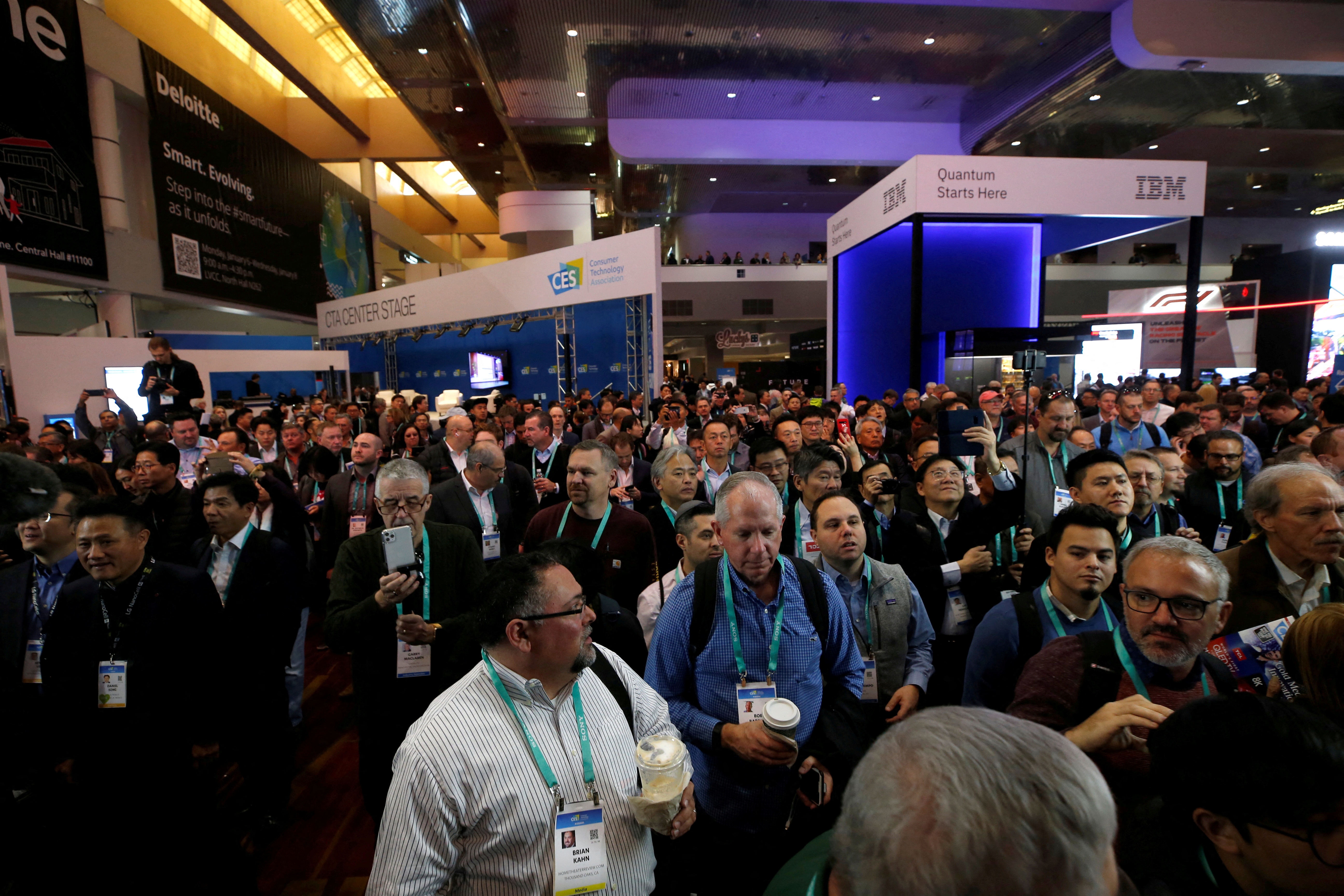 Attendees head to the trade show floor as it opens at the Las Vegas Convention Center during the 2020 CES in Las Vegas