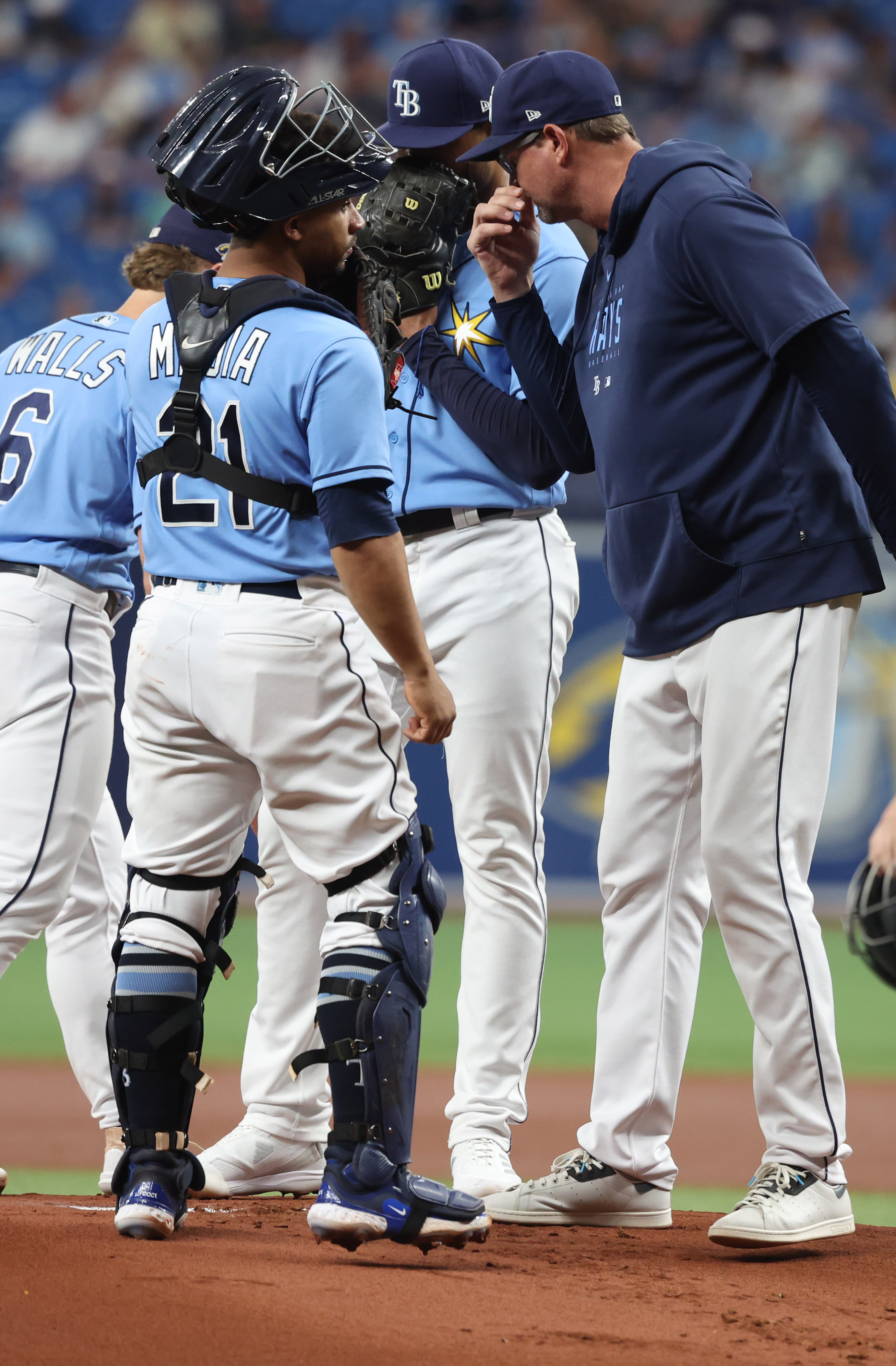 Toronto, Canada. 16th Apr, 2023. Tampa Bay Rays relief pitcher Jason Adam  (47) throws the ball during ninth inning AL MLB baseball action against the  Toronto Blue Jays in Toronto on Sunday