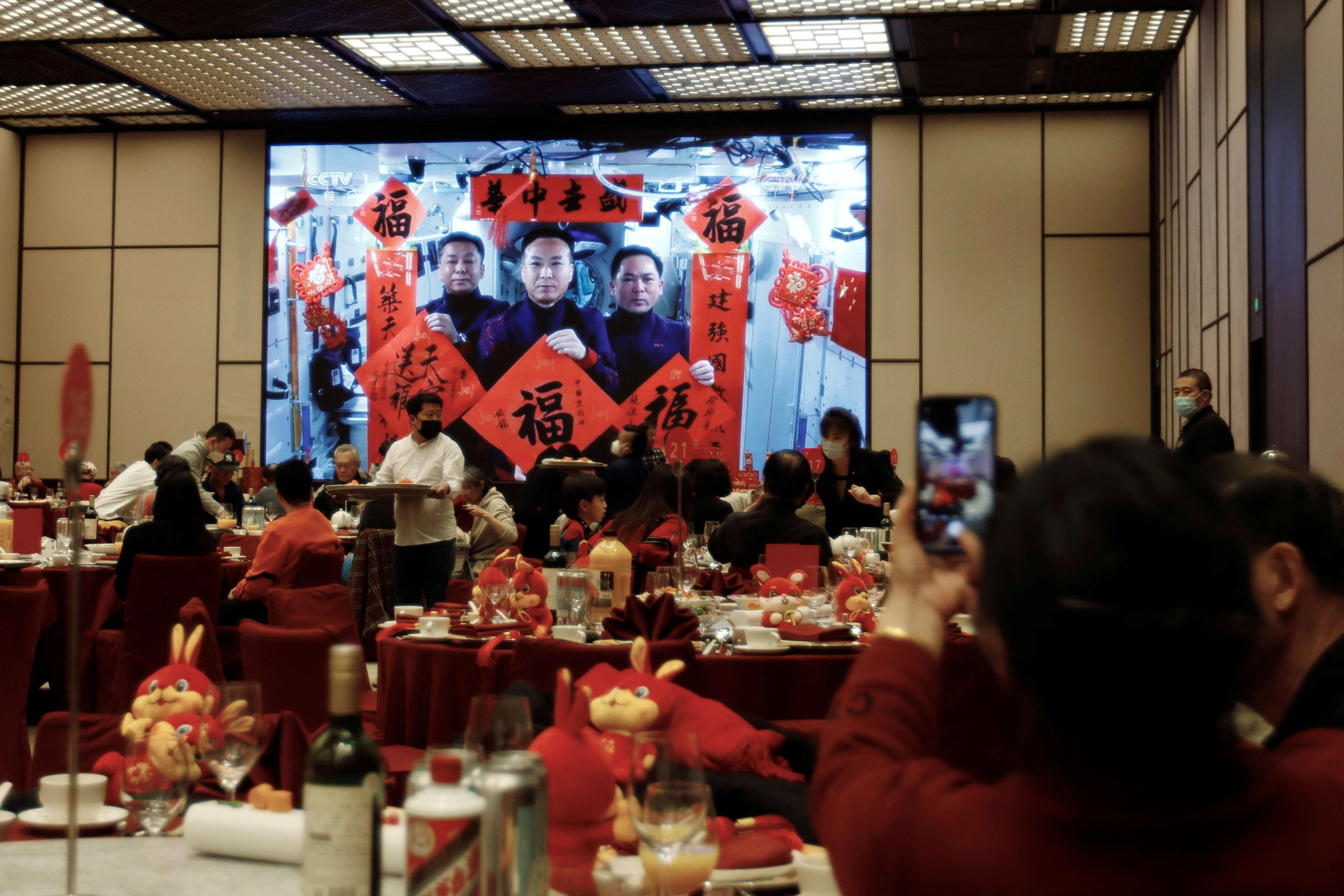 Jantar no dia seguinte ao Ano Novo Lunar em Pequim
