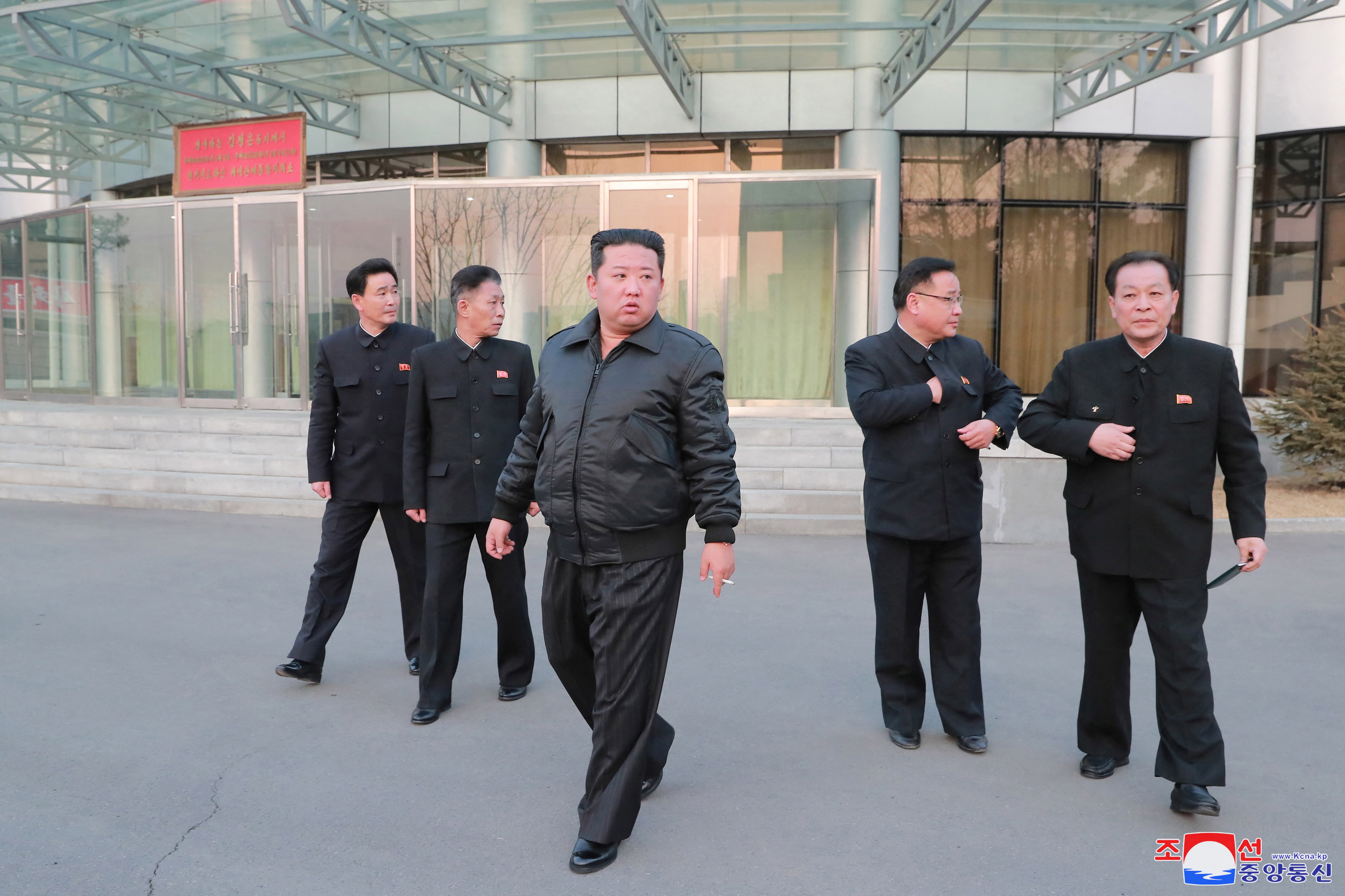 North Korean leader Kim Jong Un inspects North Korea's National Aerospace Development Administration after recent satellite system tests, in Pyongyang