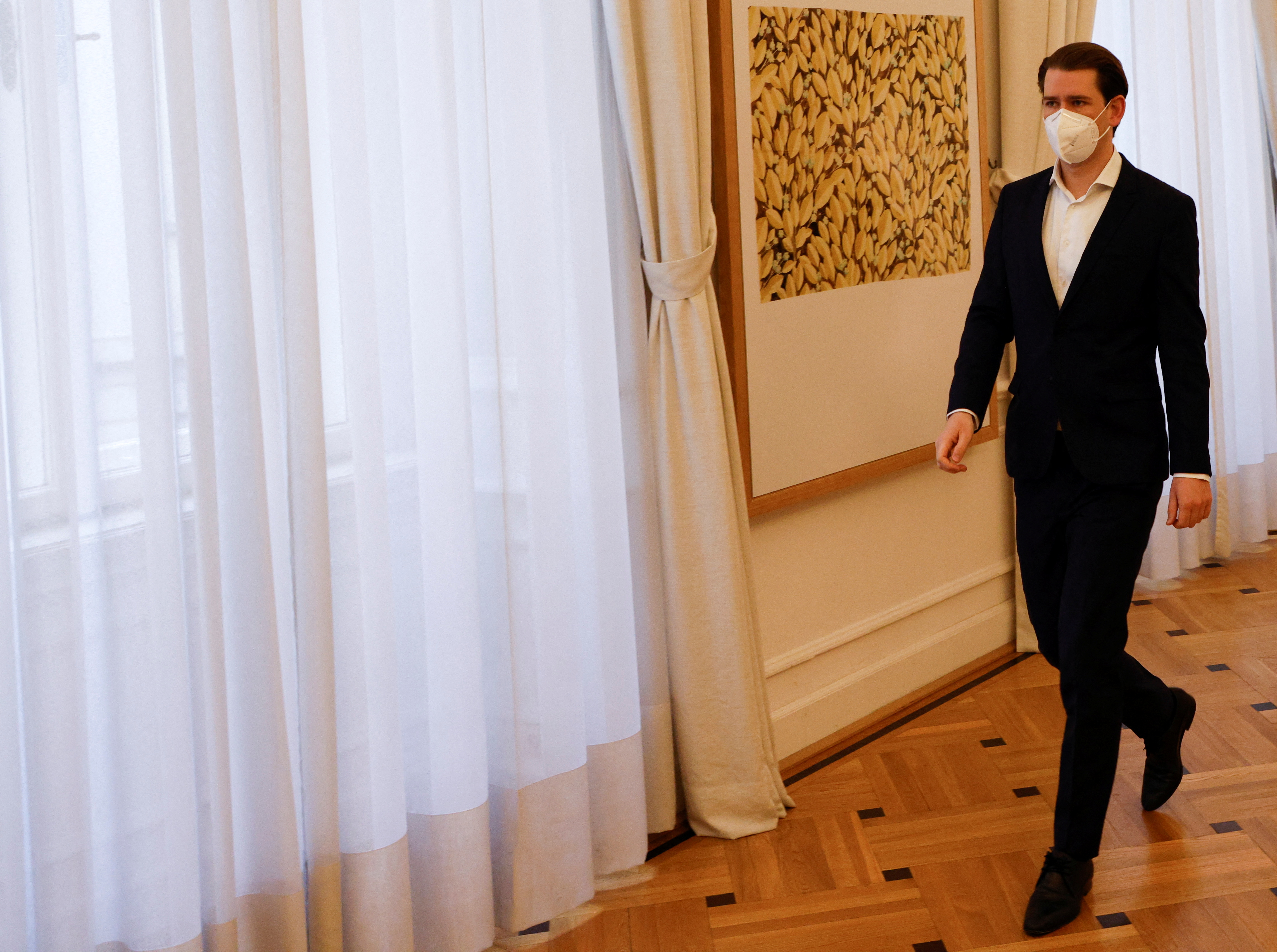 Austrian Chancellor Kurz arrives for a government meeting in Vienna