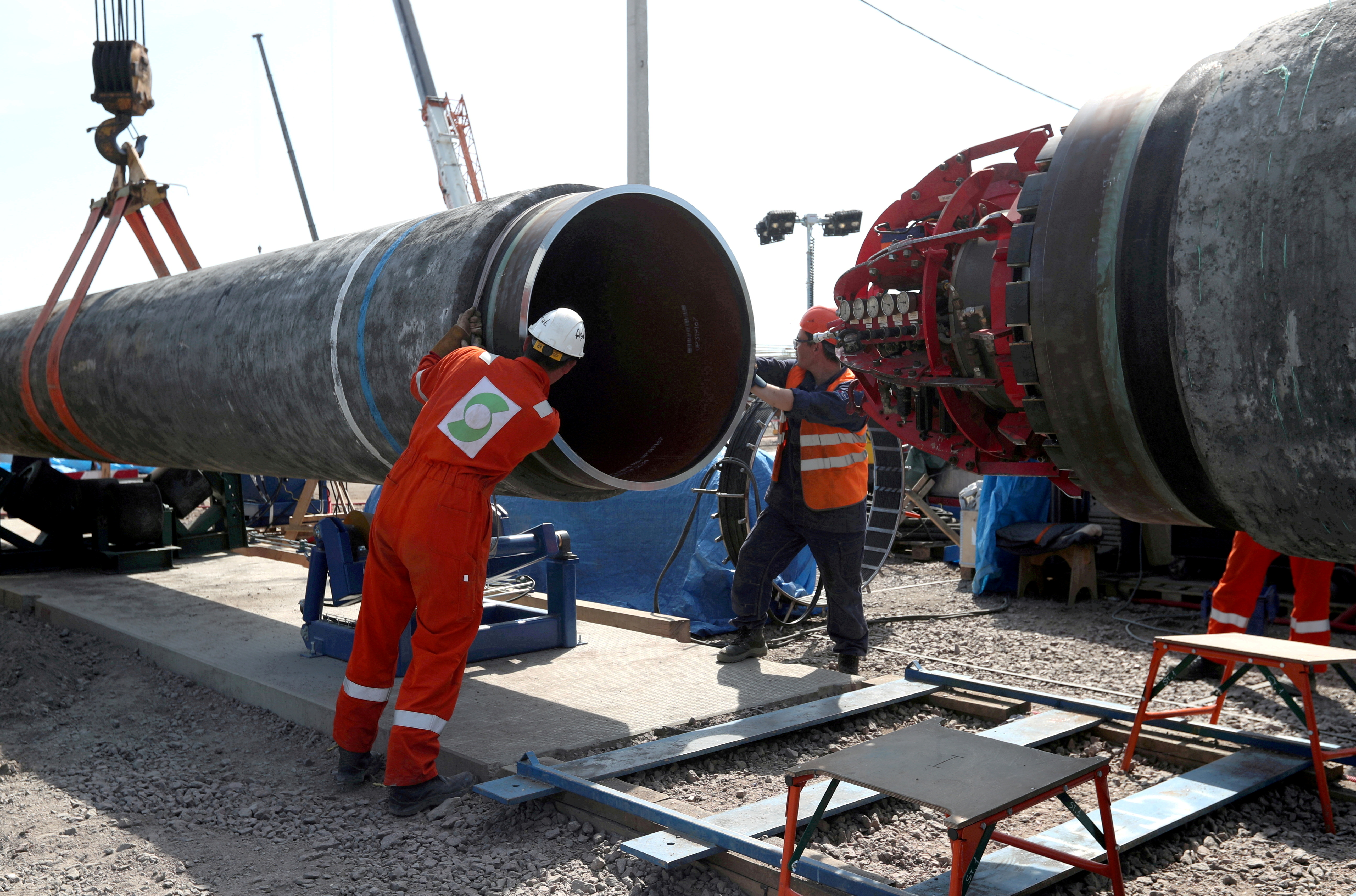 Workers are seen at the construction site of the Nord Stream 2 gas pipeline, near the city of Kingisepp, Leningrad region, Russia, June 5, 2019. REUTERS / Anton Vaganov/File Photo