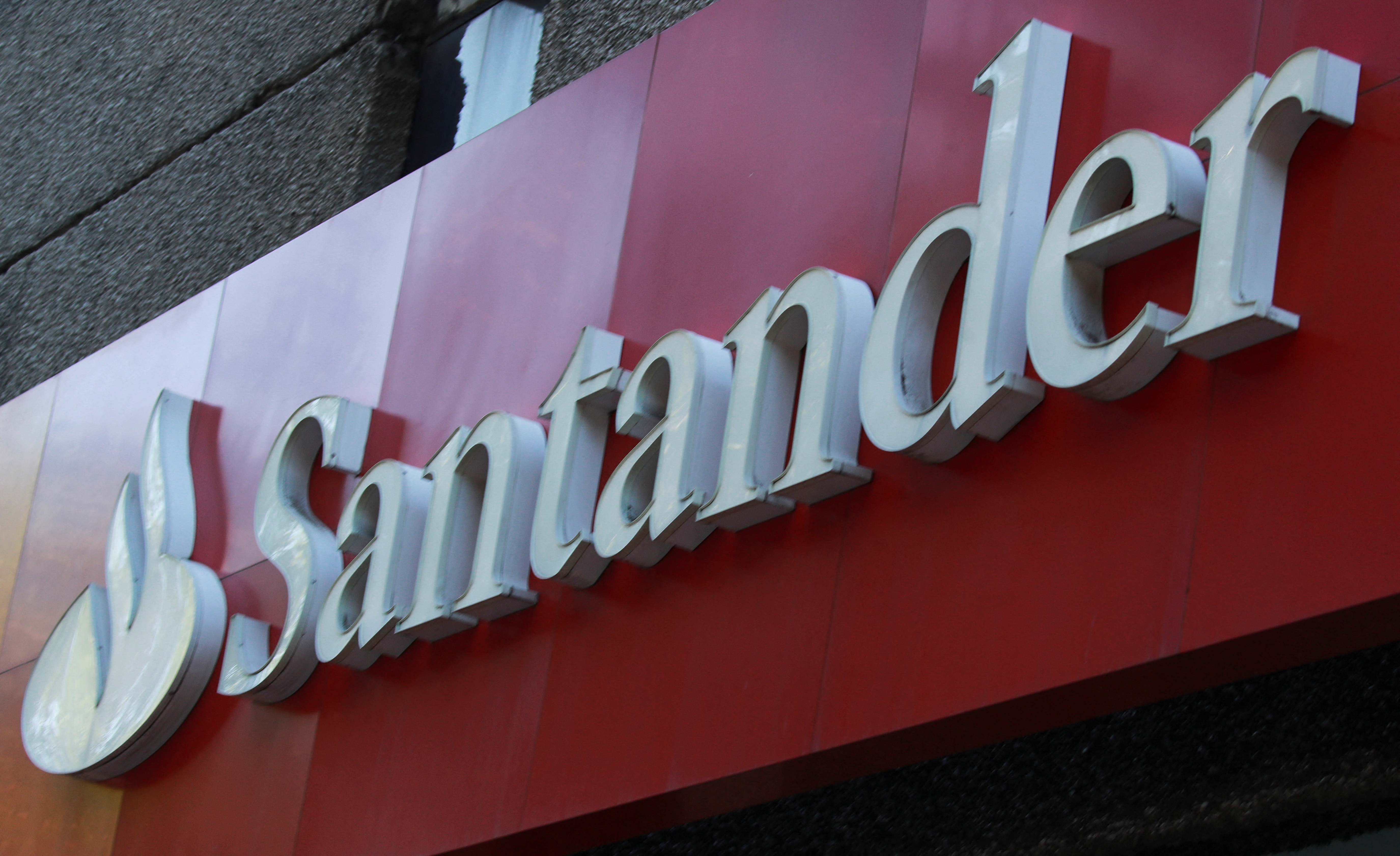 The logo of Santander bank, in Mexico City