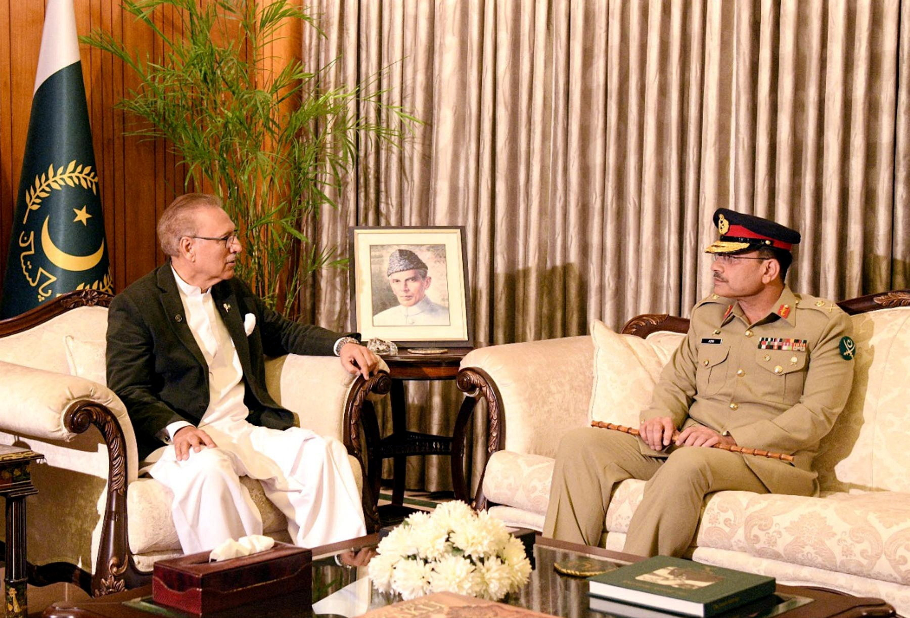 Lieutenant General Munir, appointed as the new Chief Of Army Staff of Pakistan, meets with President of Pakistan Arif Alvi, in Islamabad