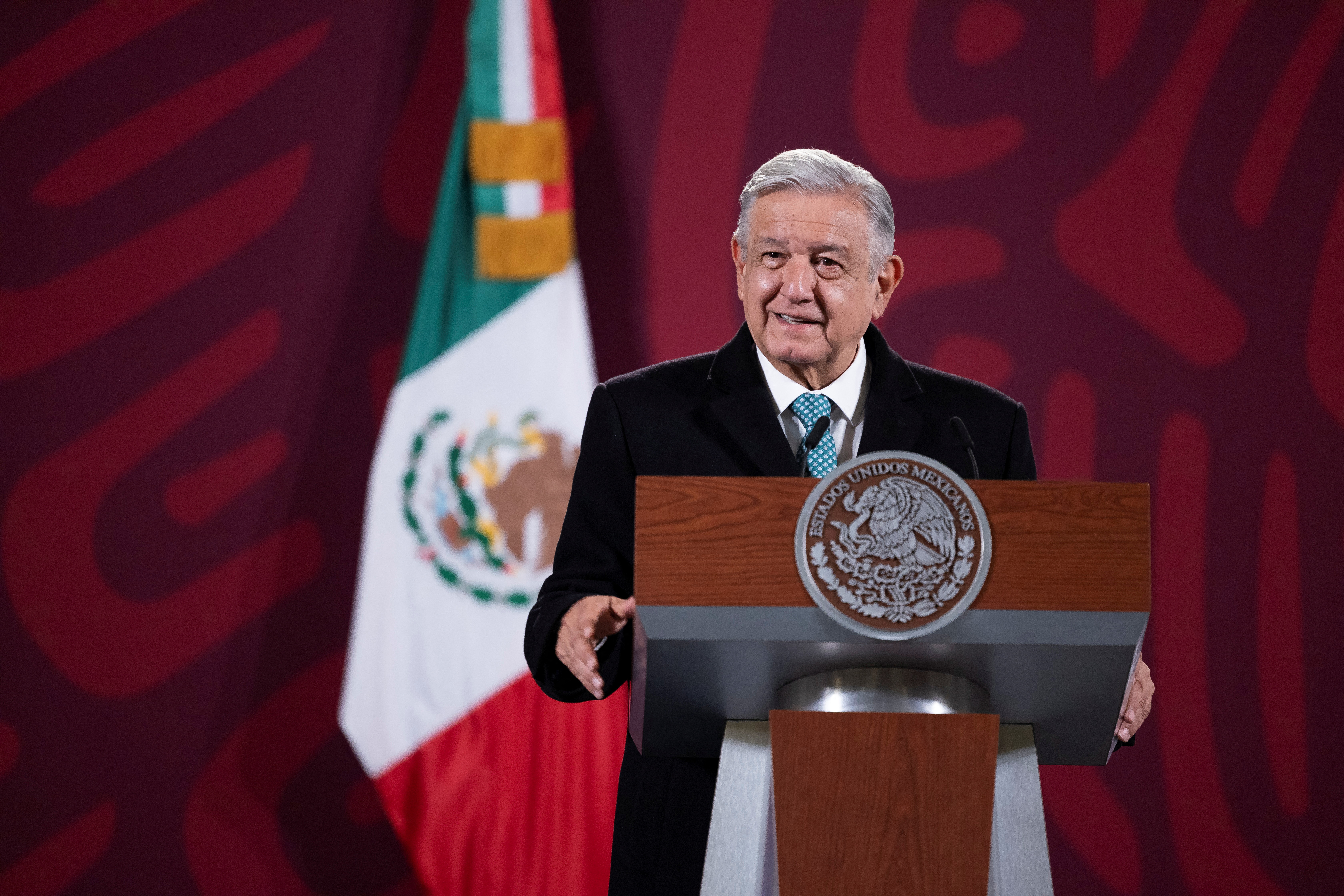 Mexico's President Andres Manuel Lopez Obrador attend a news conference, in Mexico City