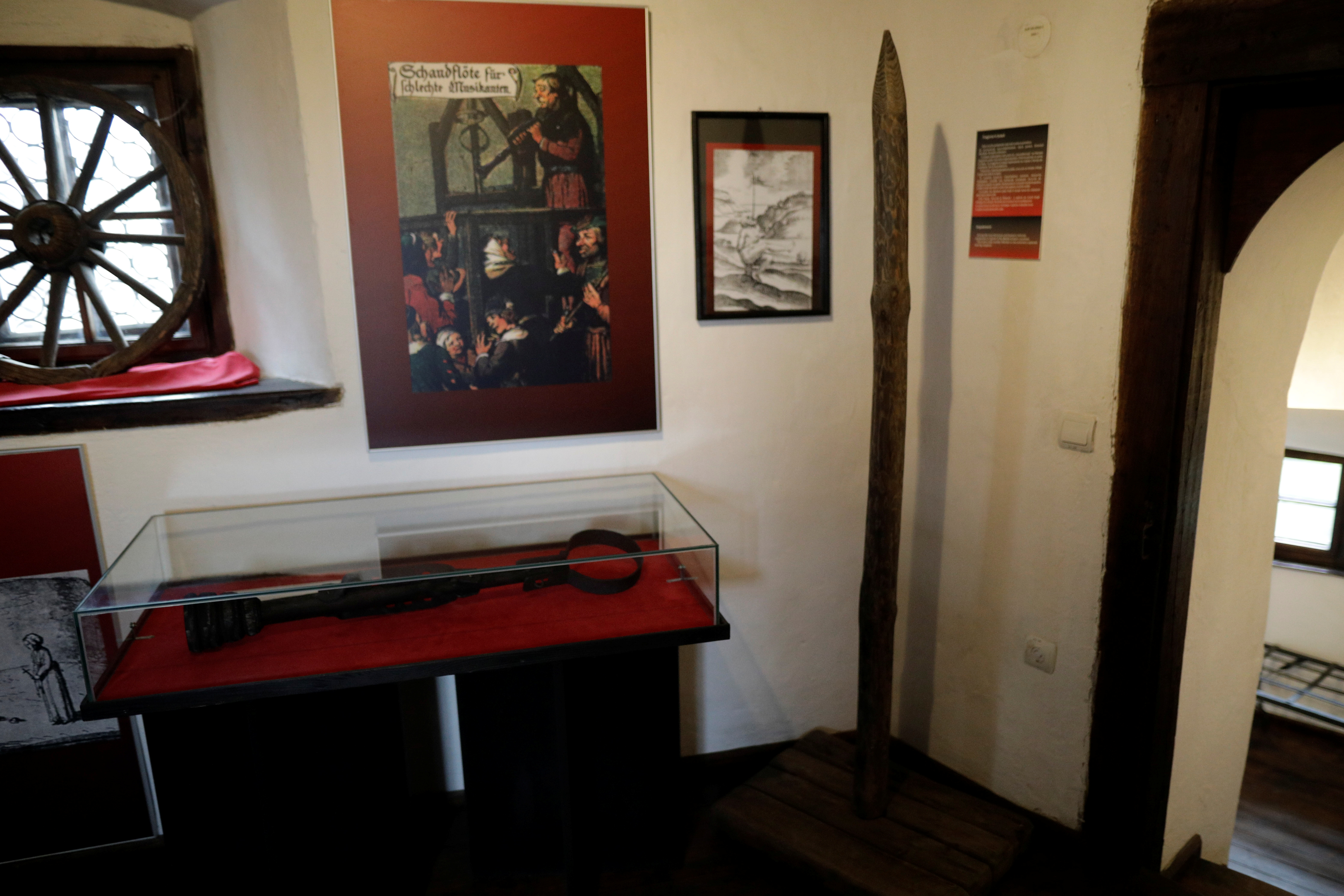 A replica of a spike, used for impaling offenders by Vlad the Impaler, is seen on display in Bran castle