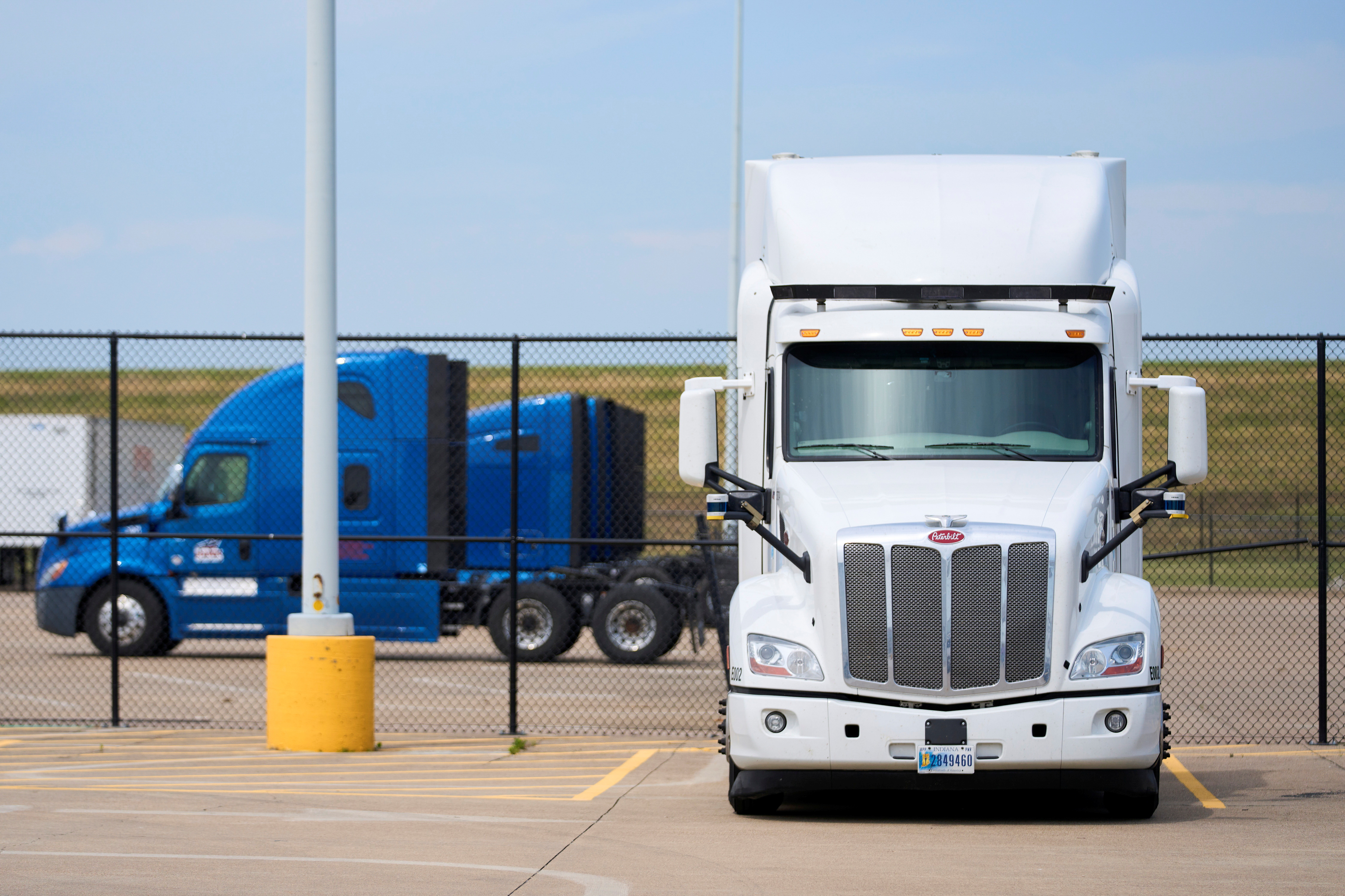 AV trucks are parked at AllianceTexas in Fort Worth
