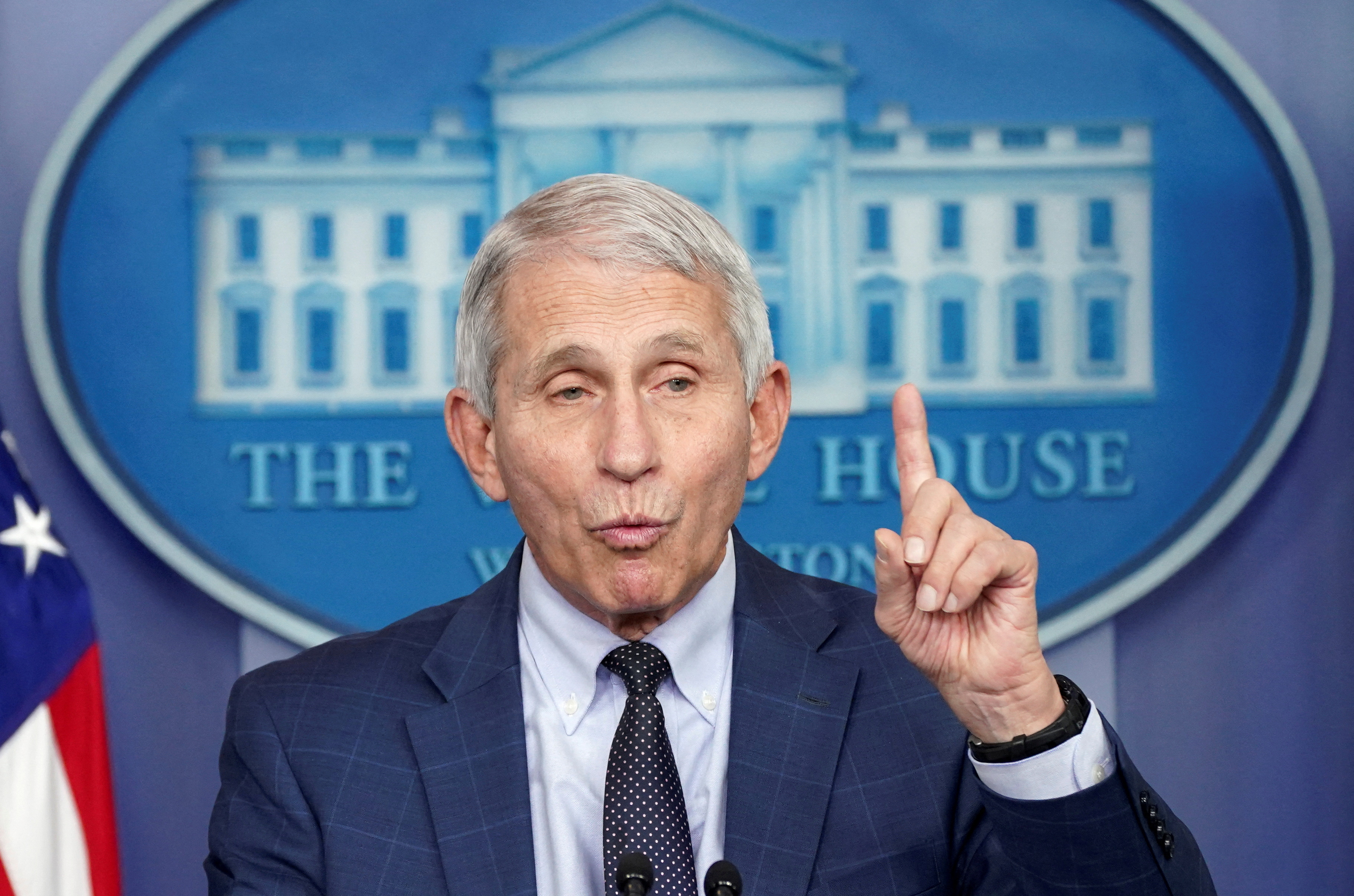 Fauci speaks during a press briefing at the White House in Washington