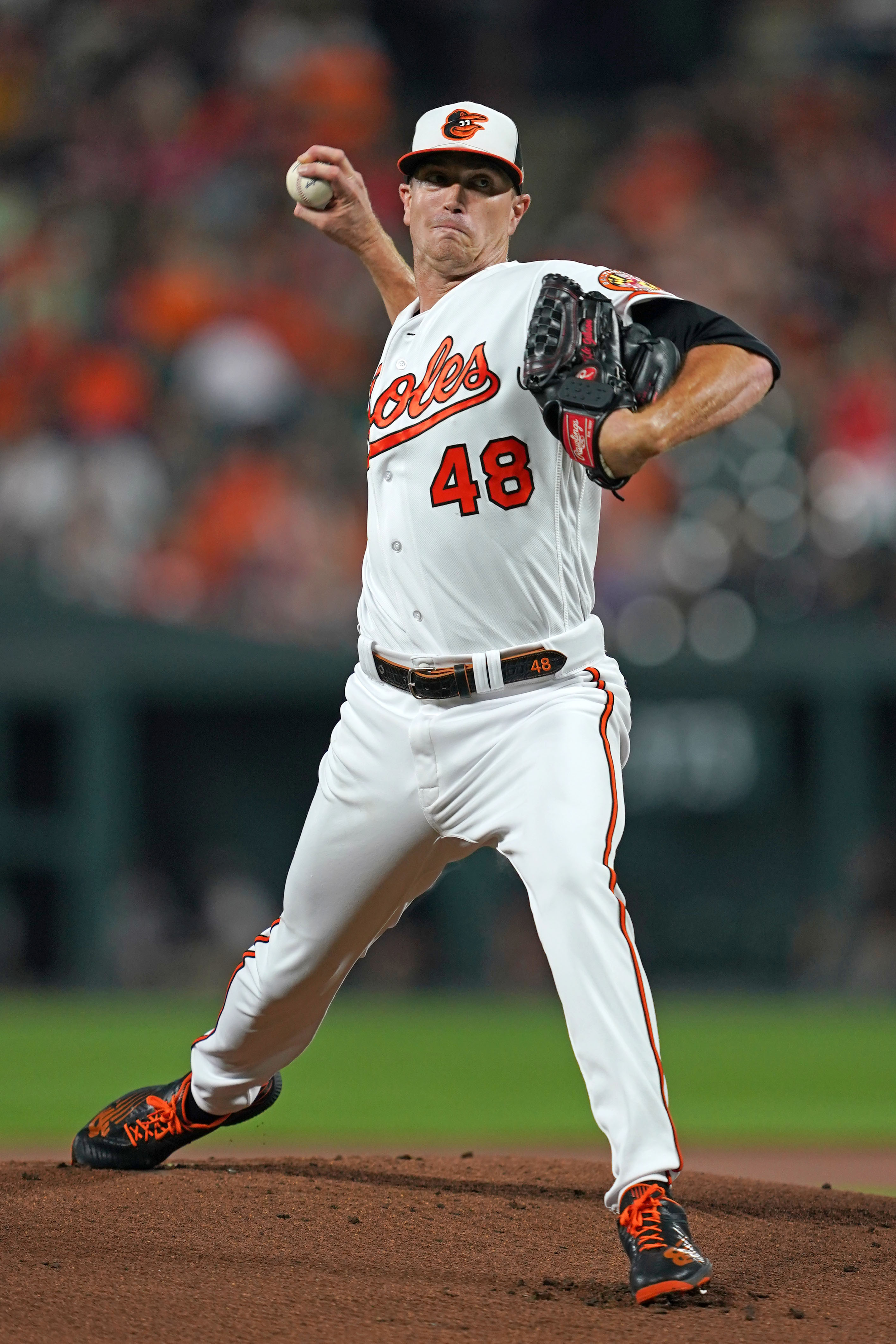 Kyle Gibson of the Baltimore Orioles pitches in the first inning