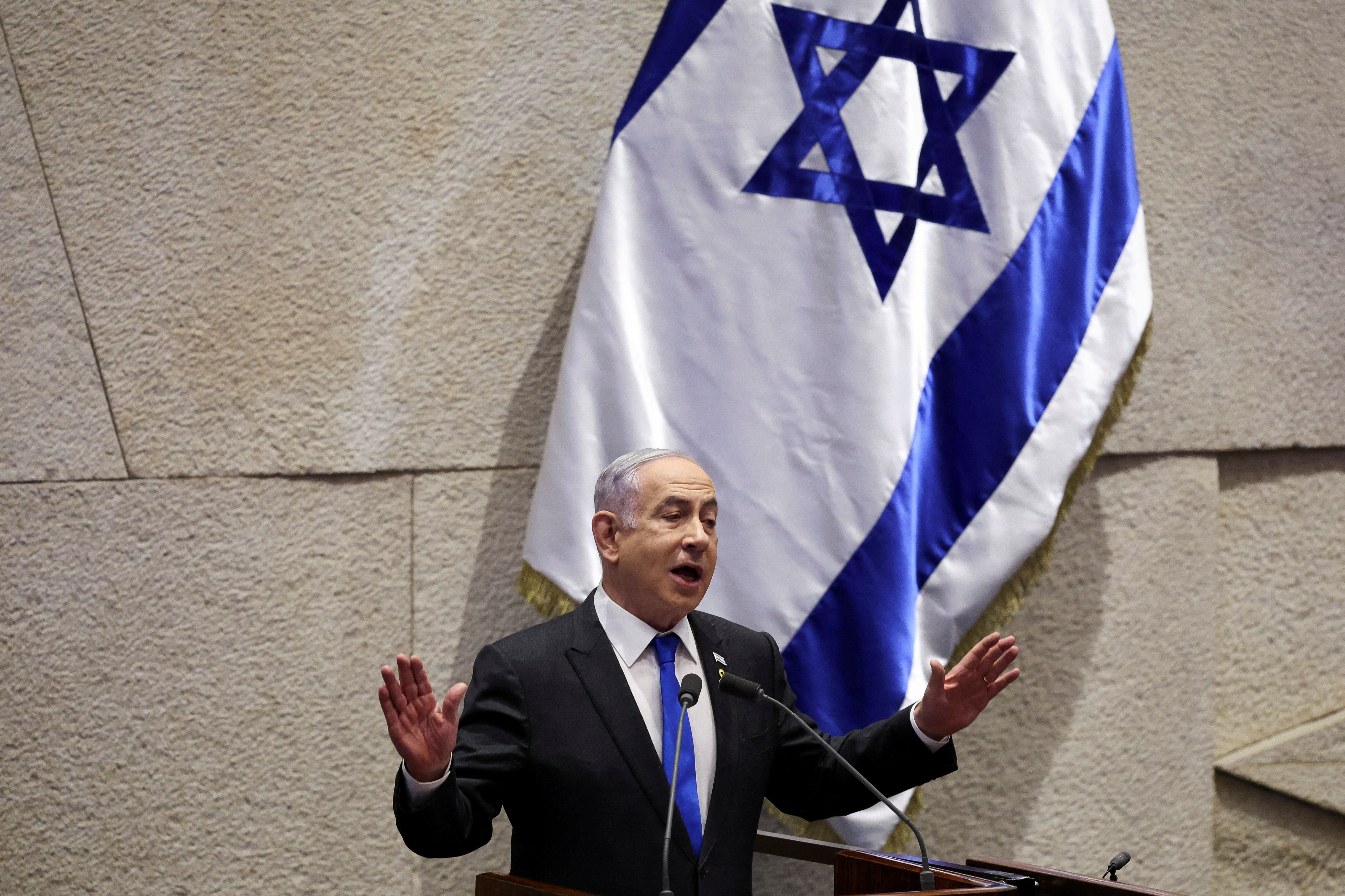 Israeli PM Netanyahu attends a discussion at the Israeli Parliament Knesset in Jerusalem