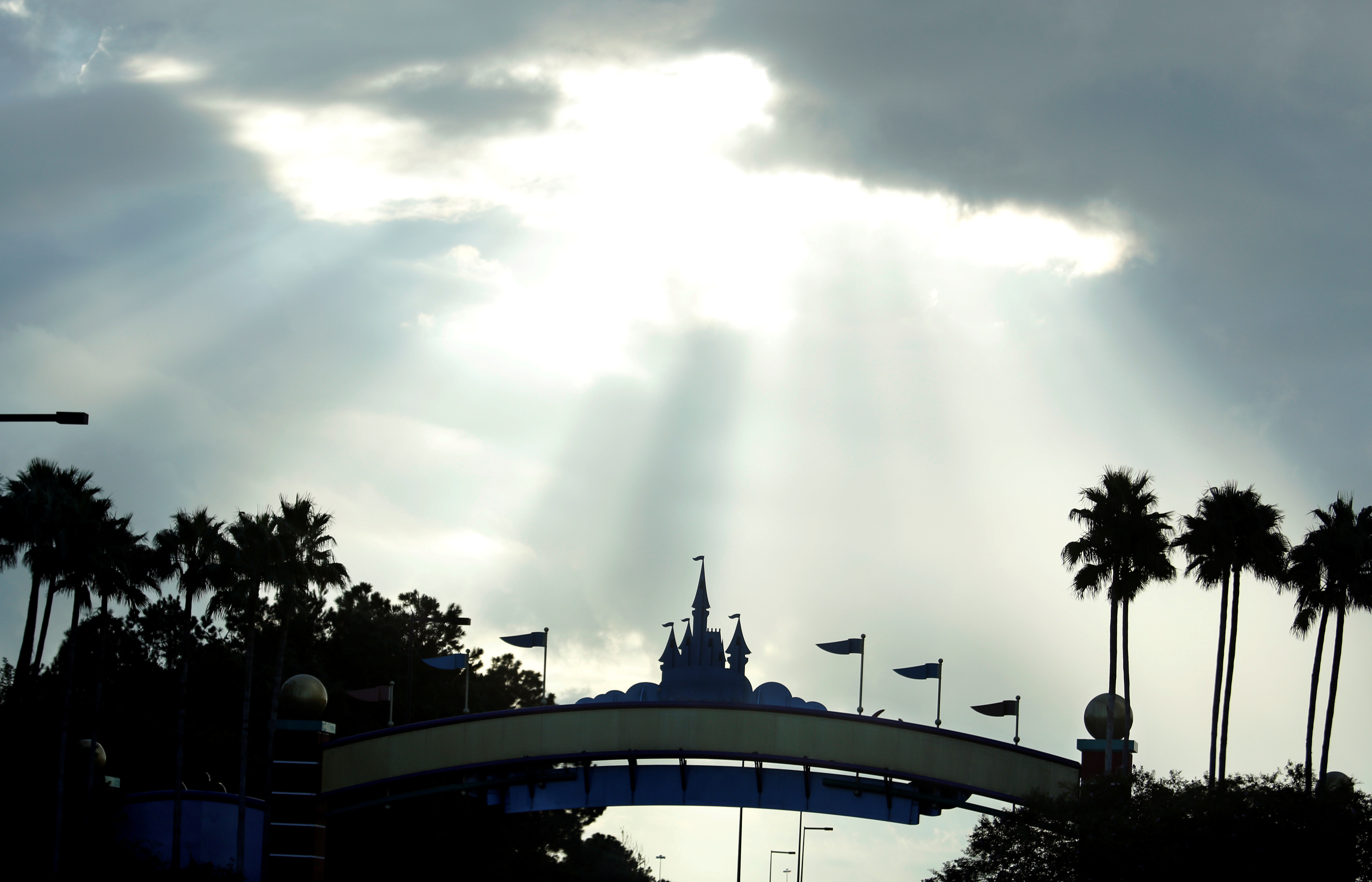 Sunlight breaks through clouds near Disney World ahead of the arrival of Hurricane Irma, in Kissimmee
