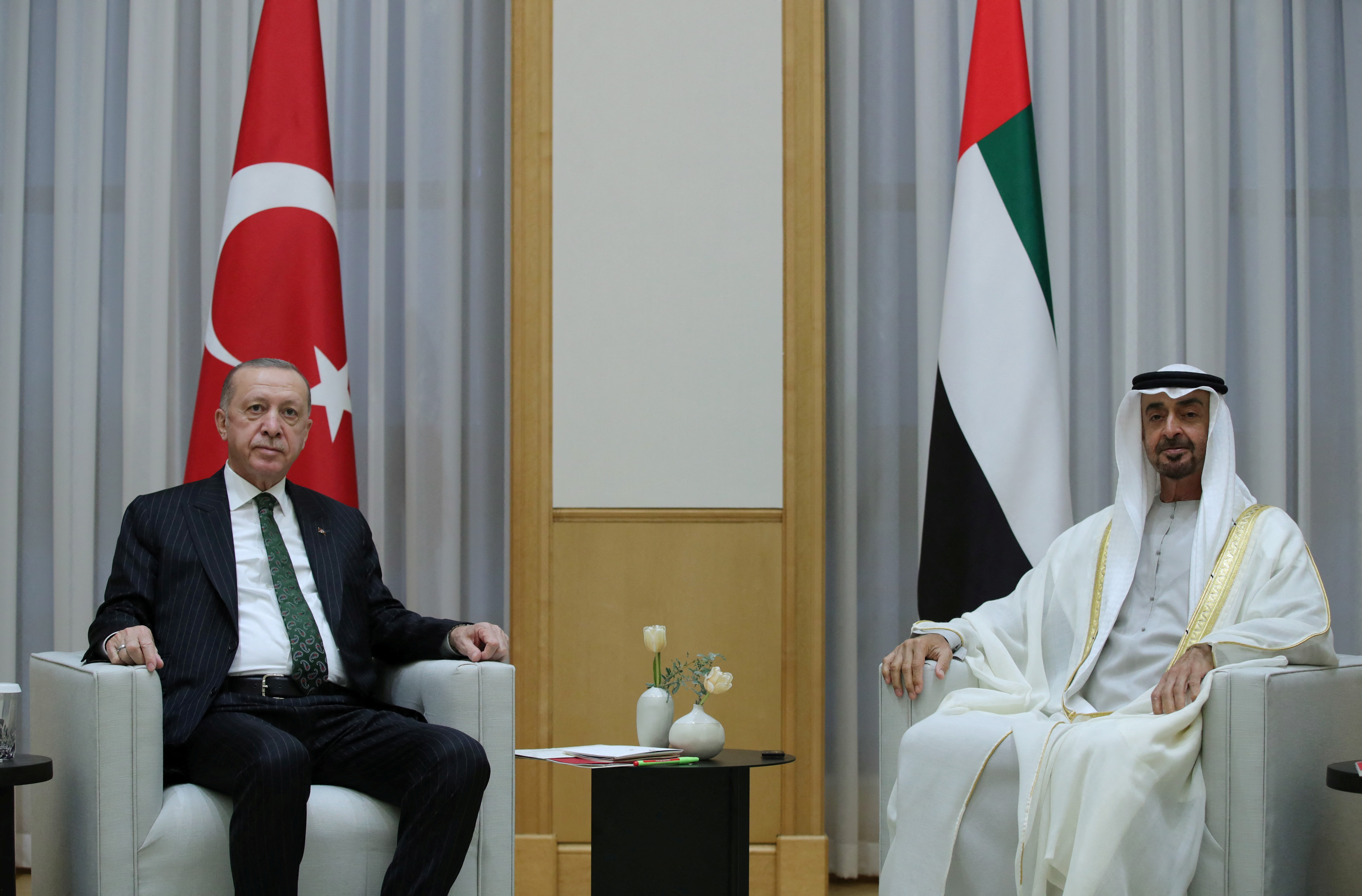 Turkish President Erdogan is welcomed to Abu Dhabi by UAE's Crown Prince