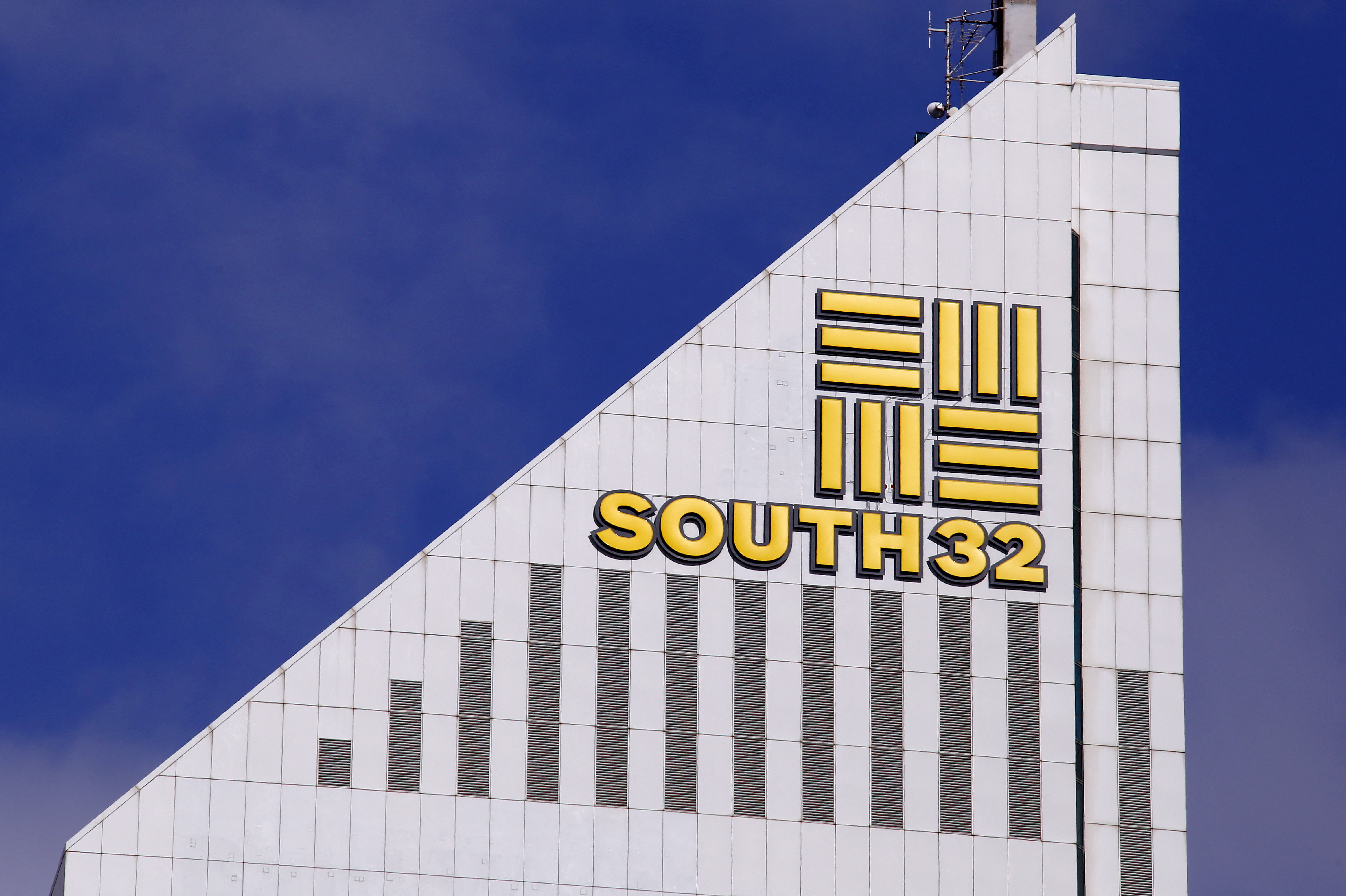 A sign adorns the building where Australian miner South32 has their office in Perth, Western Australia