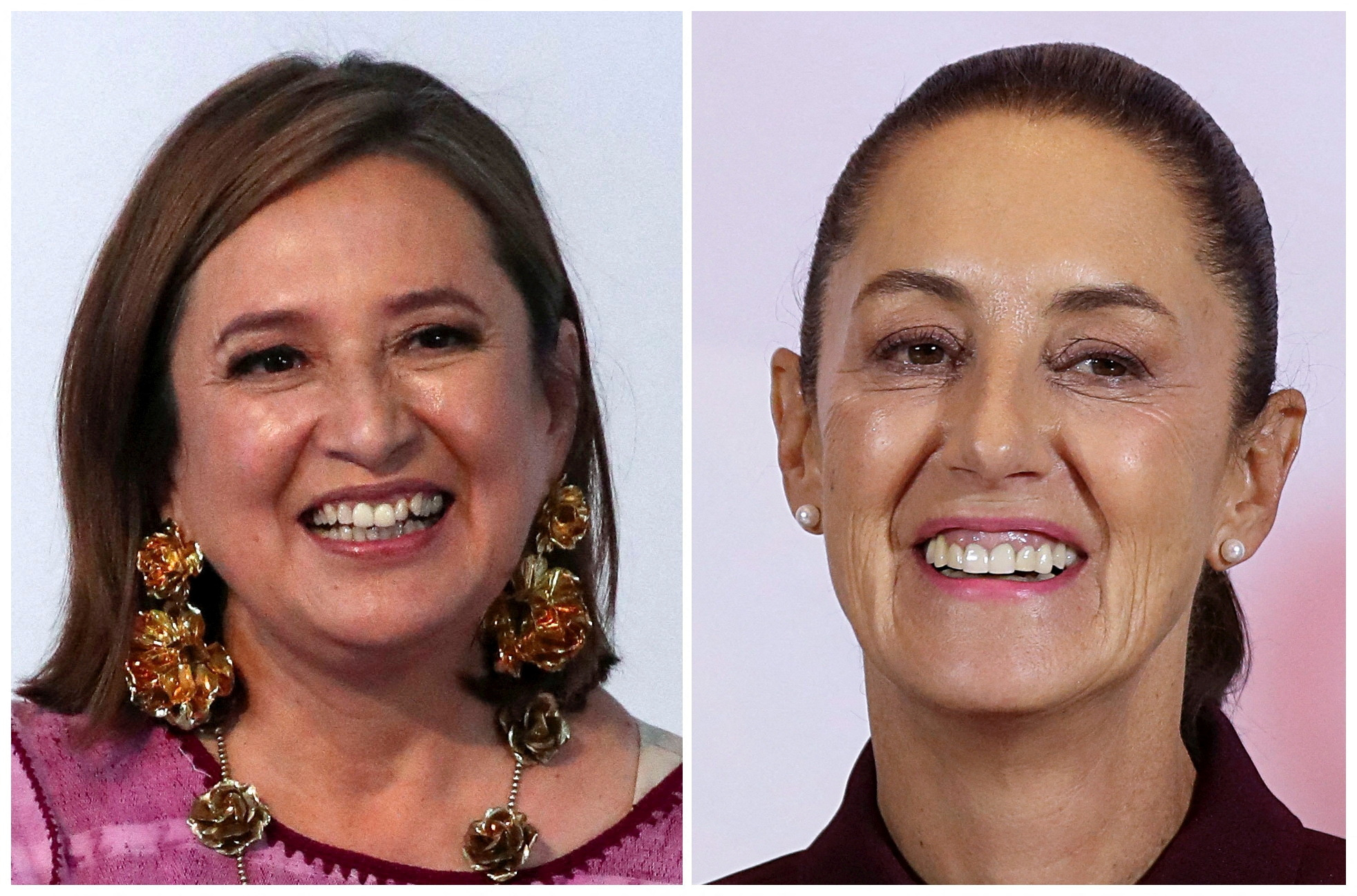 A combination picture shows Xochitl Galvez and Claudia Sheinbaum, in Mexico City