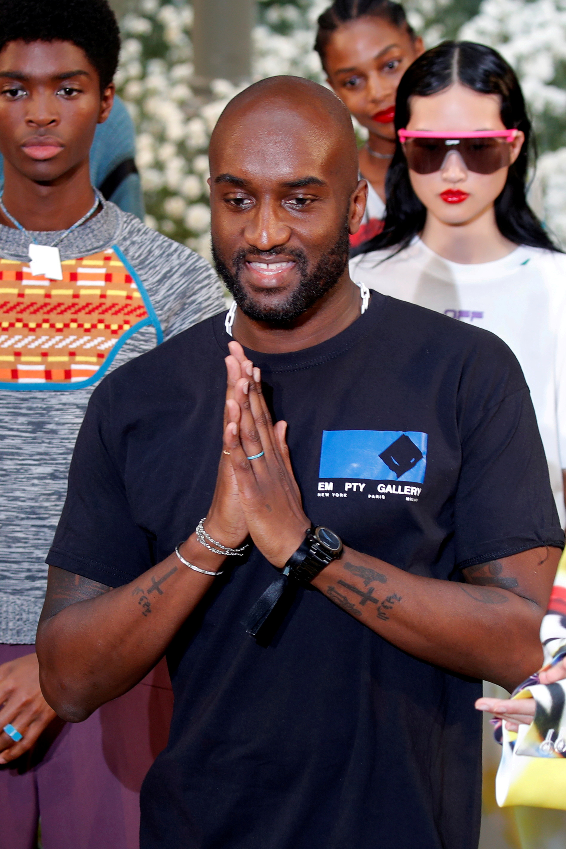 Designer Virgil Abloh appears at the end of his Spring/Summer 2020 collection show for his label Off-White during Men's Fashion Week in Paris, France, June 19, 2019. REUTERS/Charles Platiau