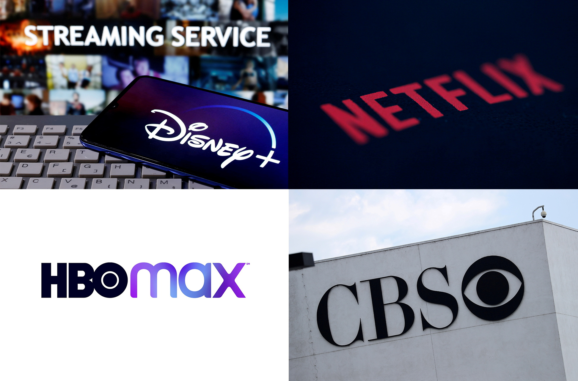 The logos of Disney+, Netflix, HBOMax and CBS in this combination photo from Reuters files