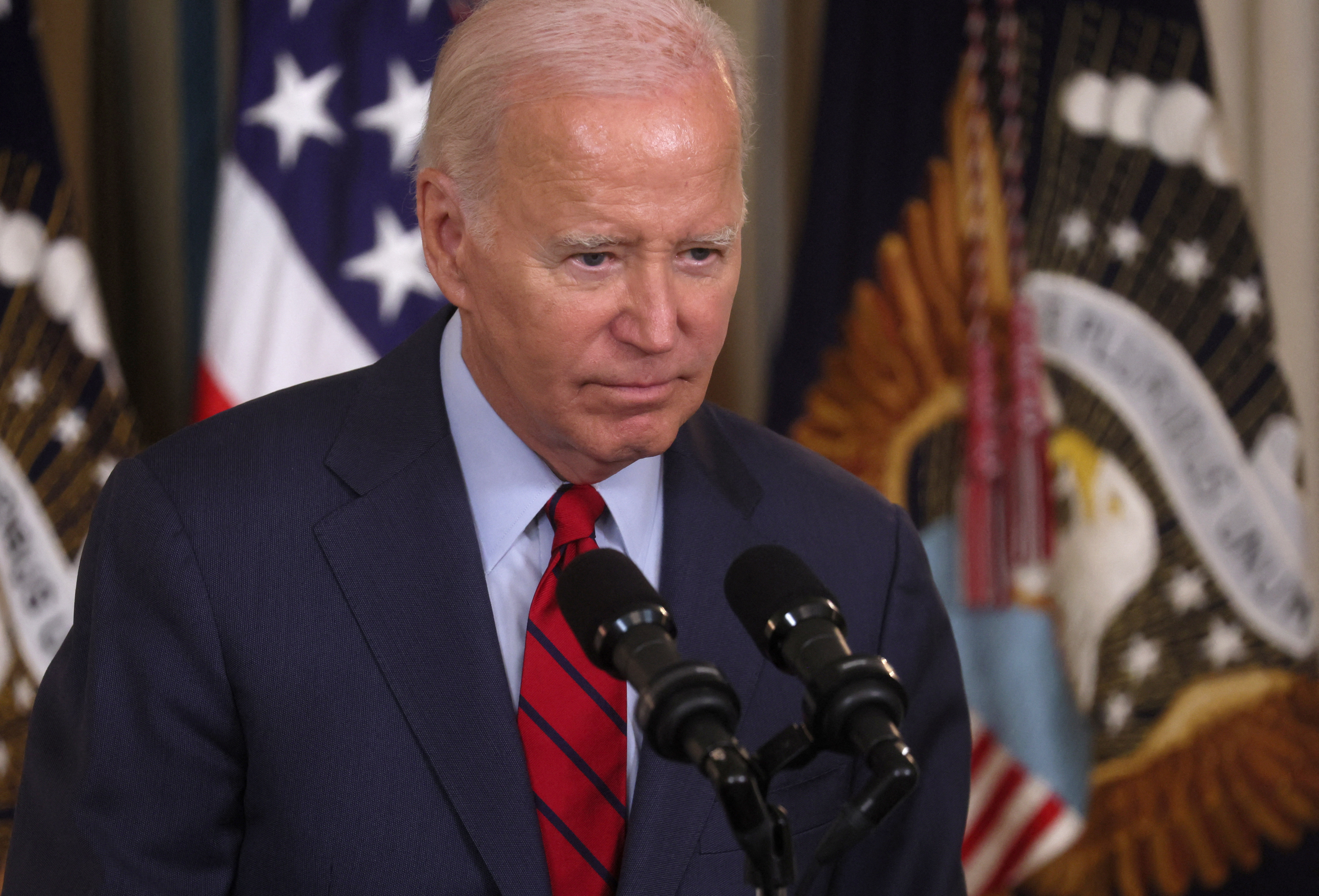 U.S. President Biden speaks about a new PMA and ILWU contract at the White House in Washington, U.S.