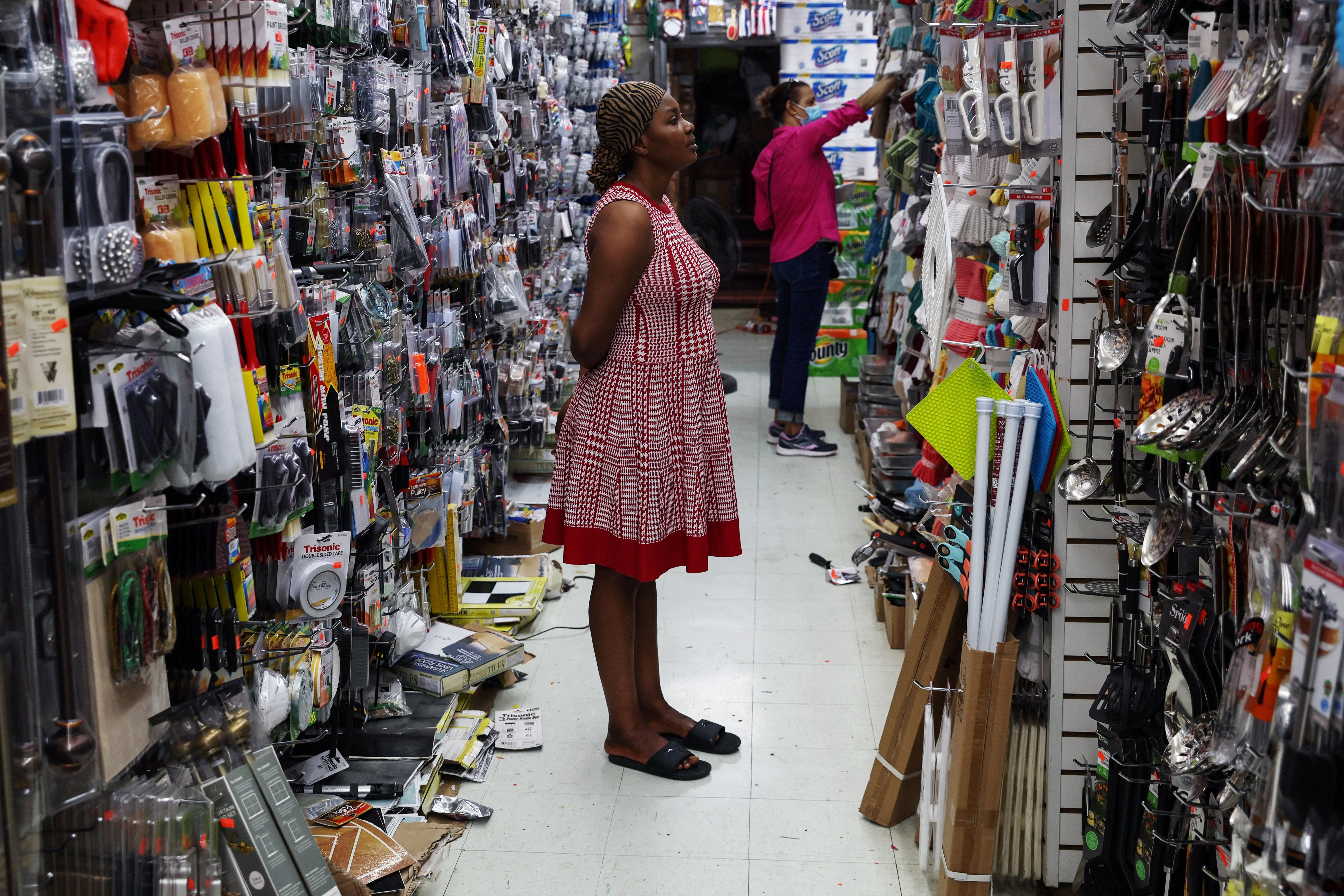 People shop at a 99 Cents retail store in the Bronx borough of New York City