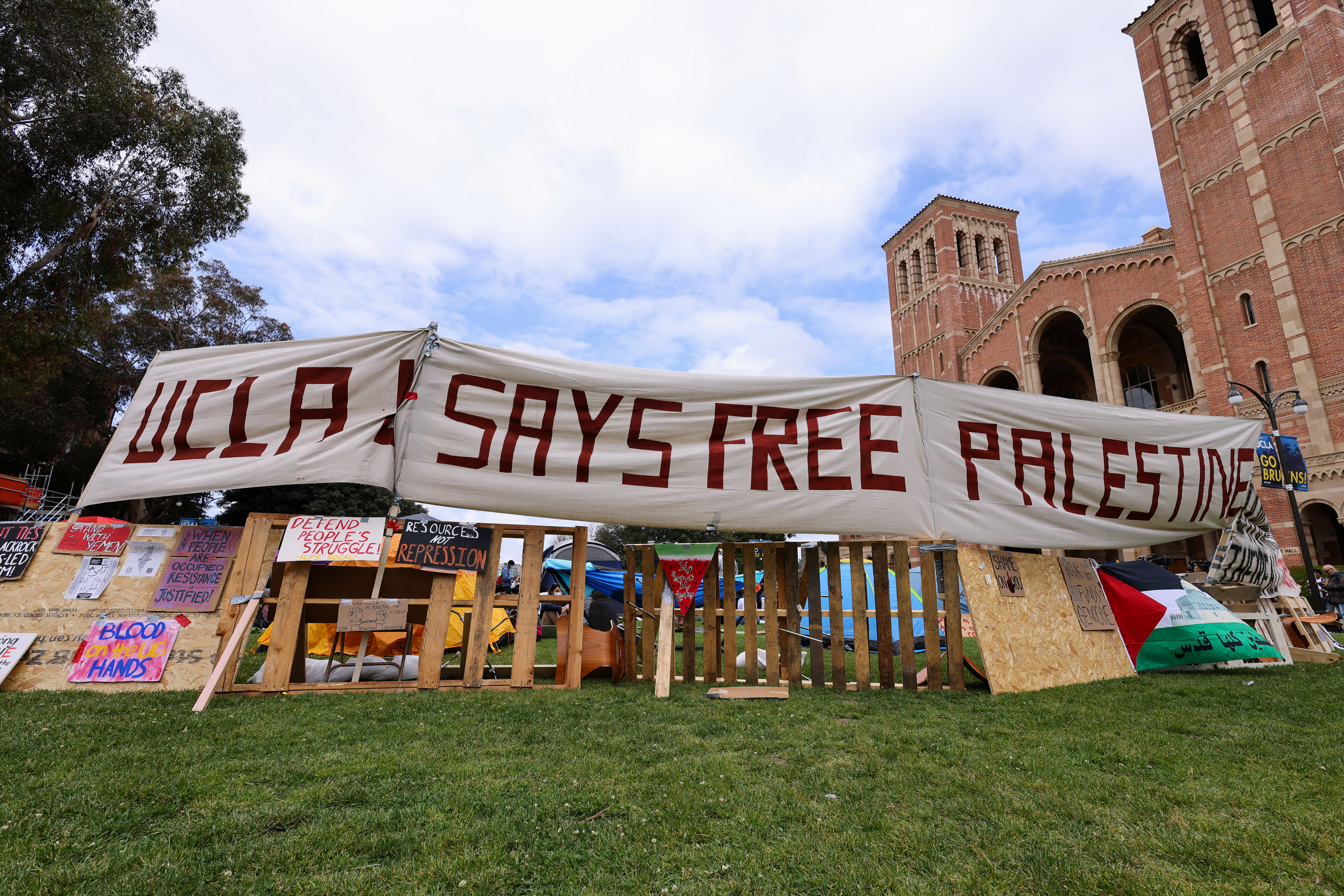 Students protest in support of Palestinians, at UCLA in Los Angeles