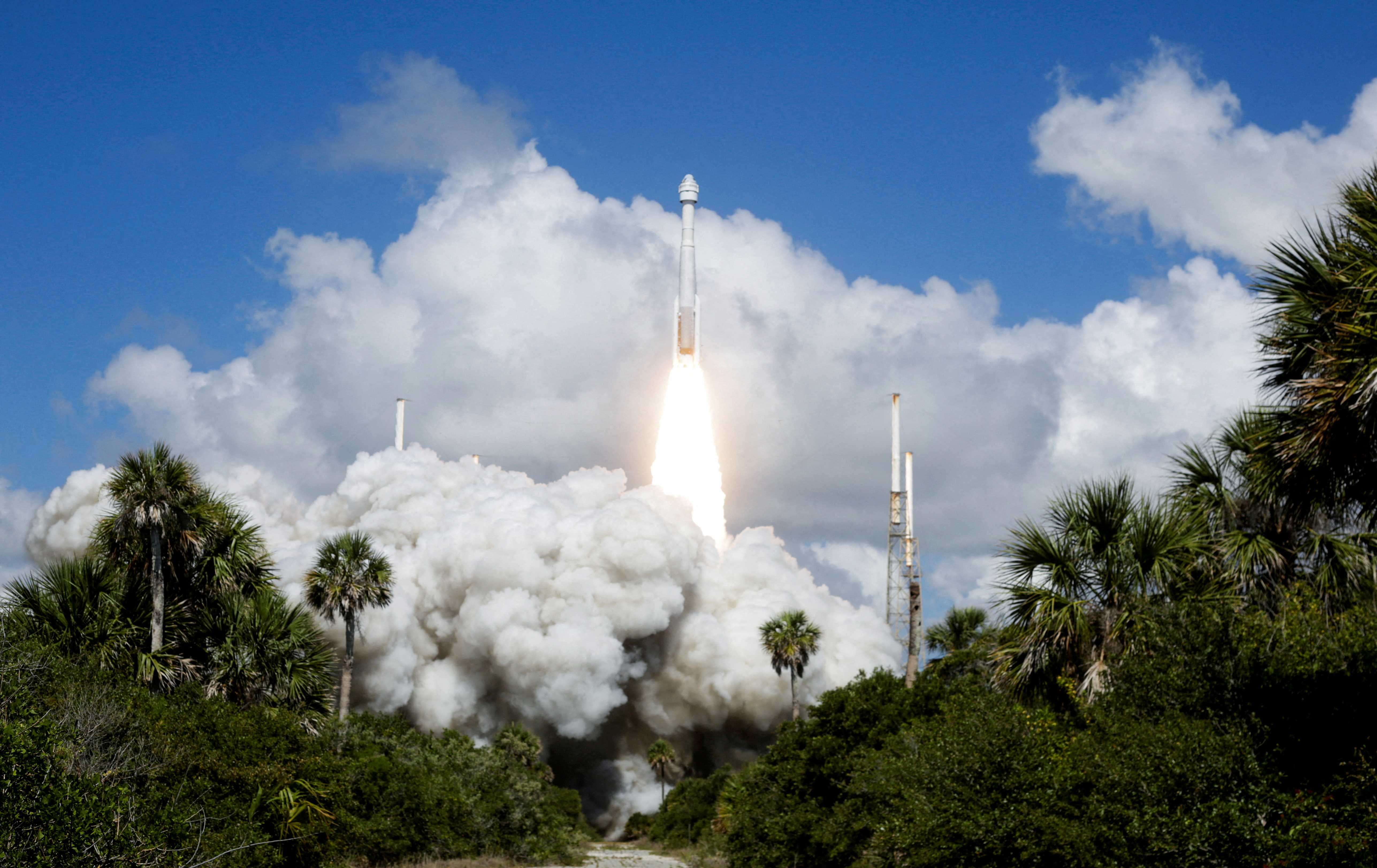 A United Launch Alliance Atlas V rocket carrying two astronauts aboard Boeing's Starliner-1 Crew Flight Test (CFT) on Boeing's Starliner spacecraft, is launched, Cape Canaveral