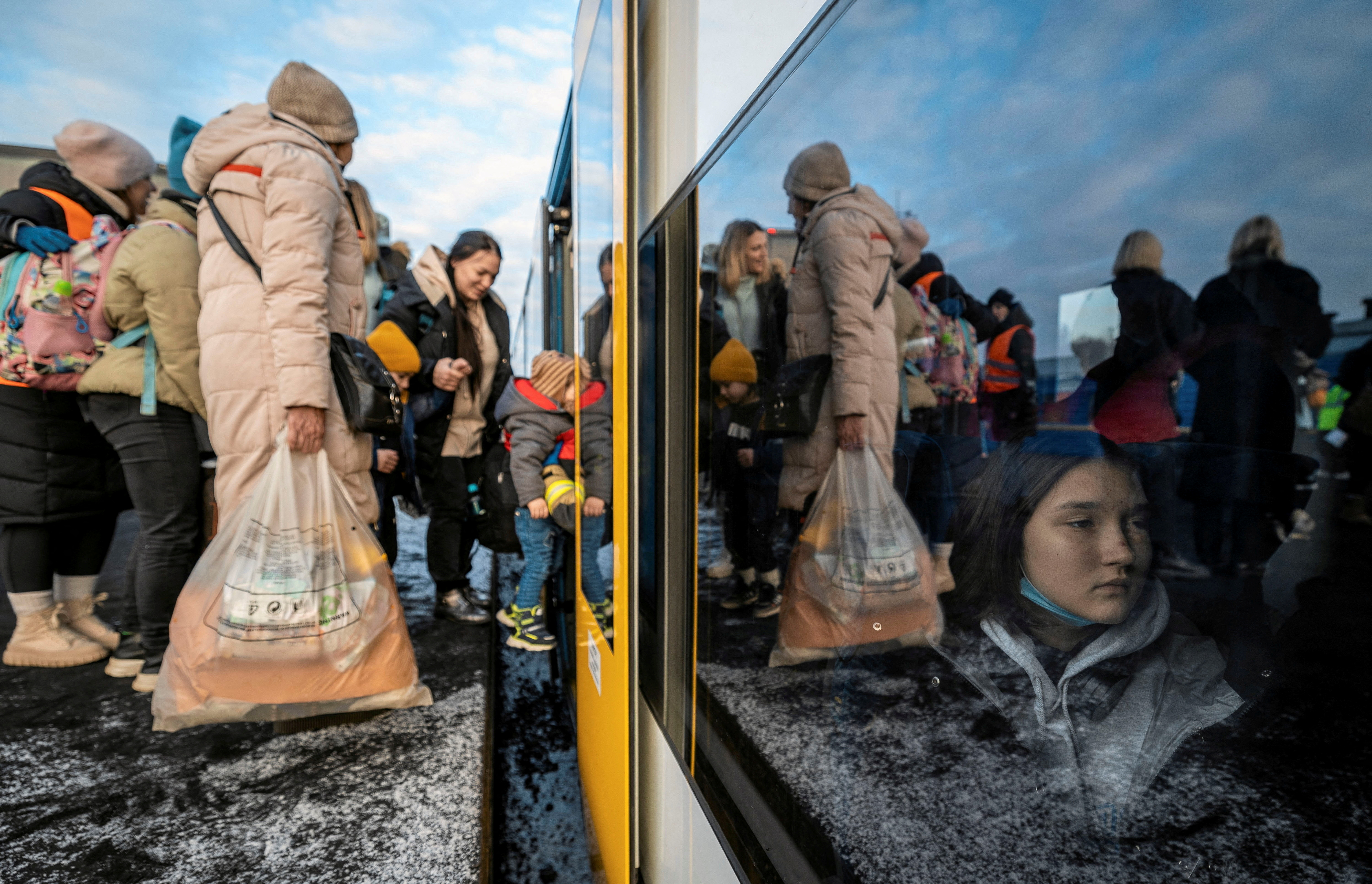 People fleeing Russia's invasion of Ukraine arrive in Poland