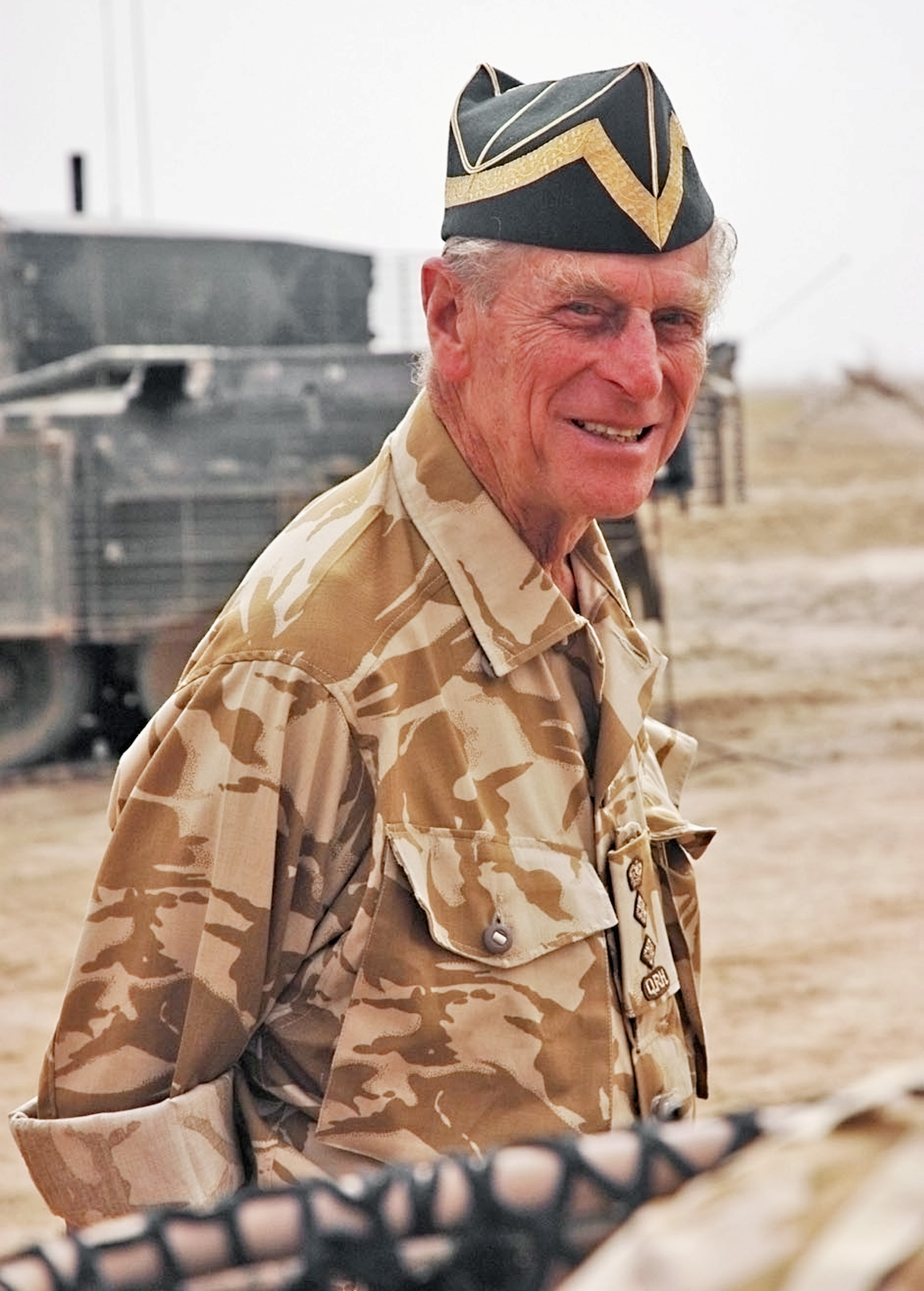 FILE PHOTO: Britain's Duke of Edinburgh, Prince Philip is seen visiting The Queen's Royal Hussars in Basra in this handout photograph