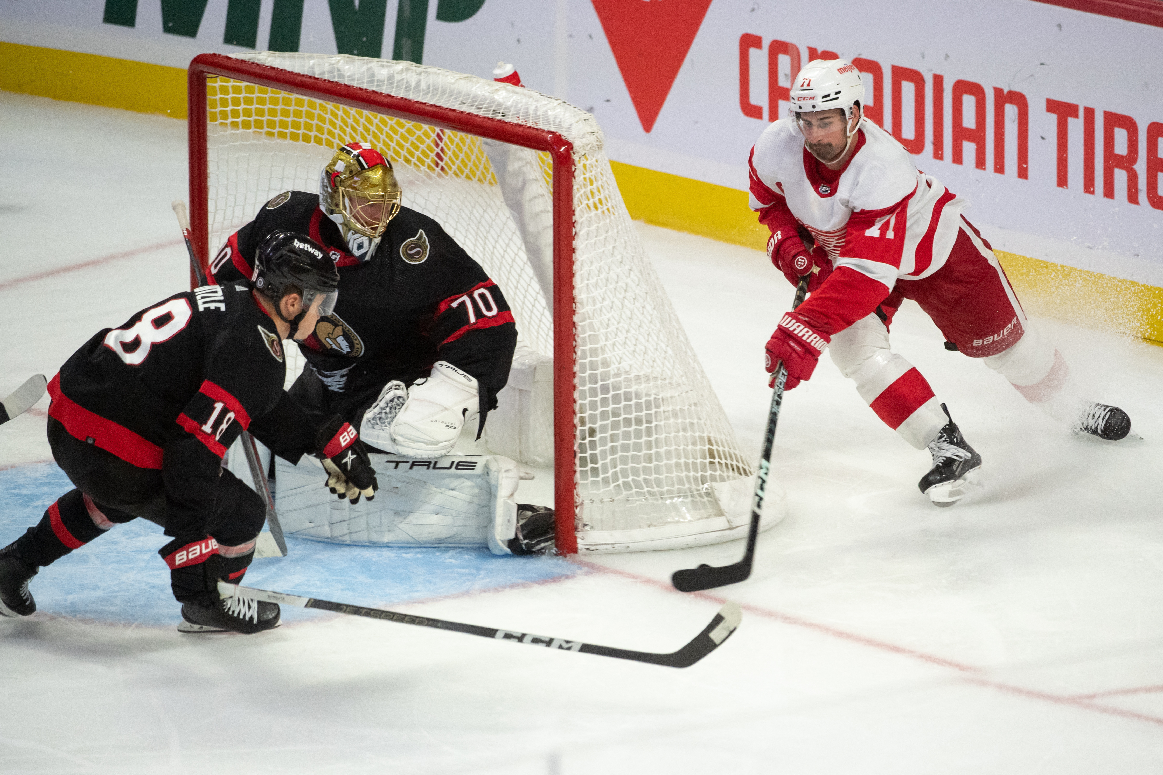 Veleno scores twice and Husso makes 35 saves as Red Wings beat Senators