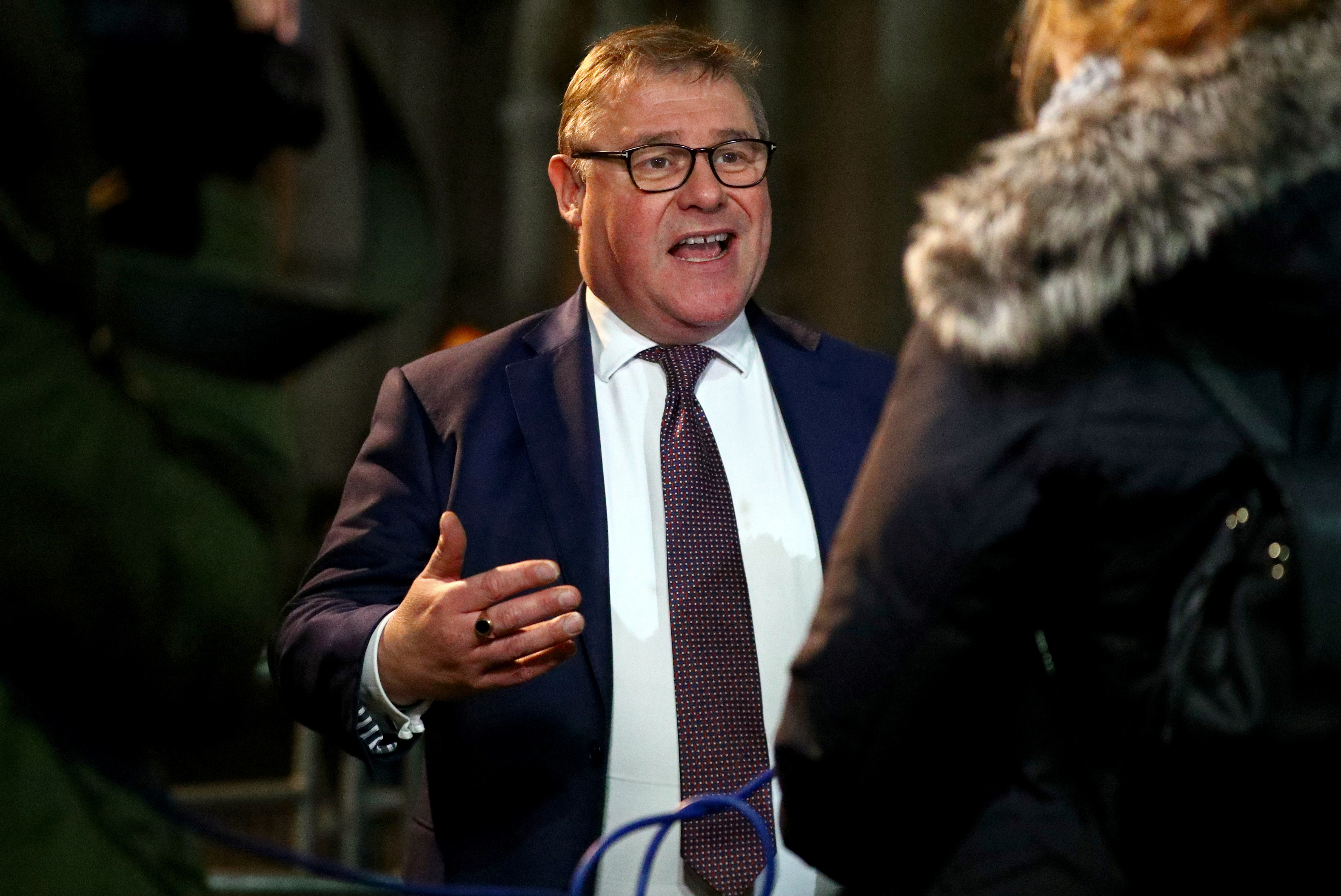 Britain's Conservative Party MP and ERG Deputy Chairman Mark Francois talks to the media outside Downing Street in London