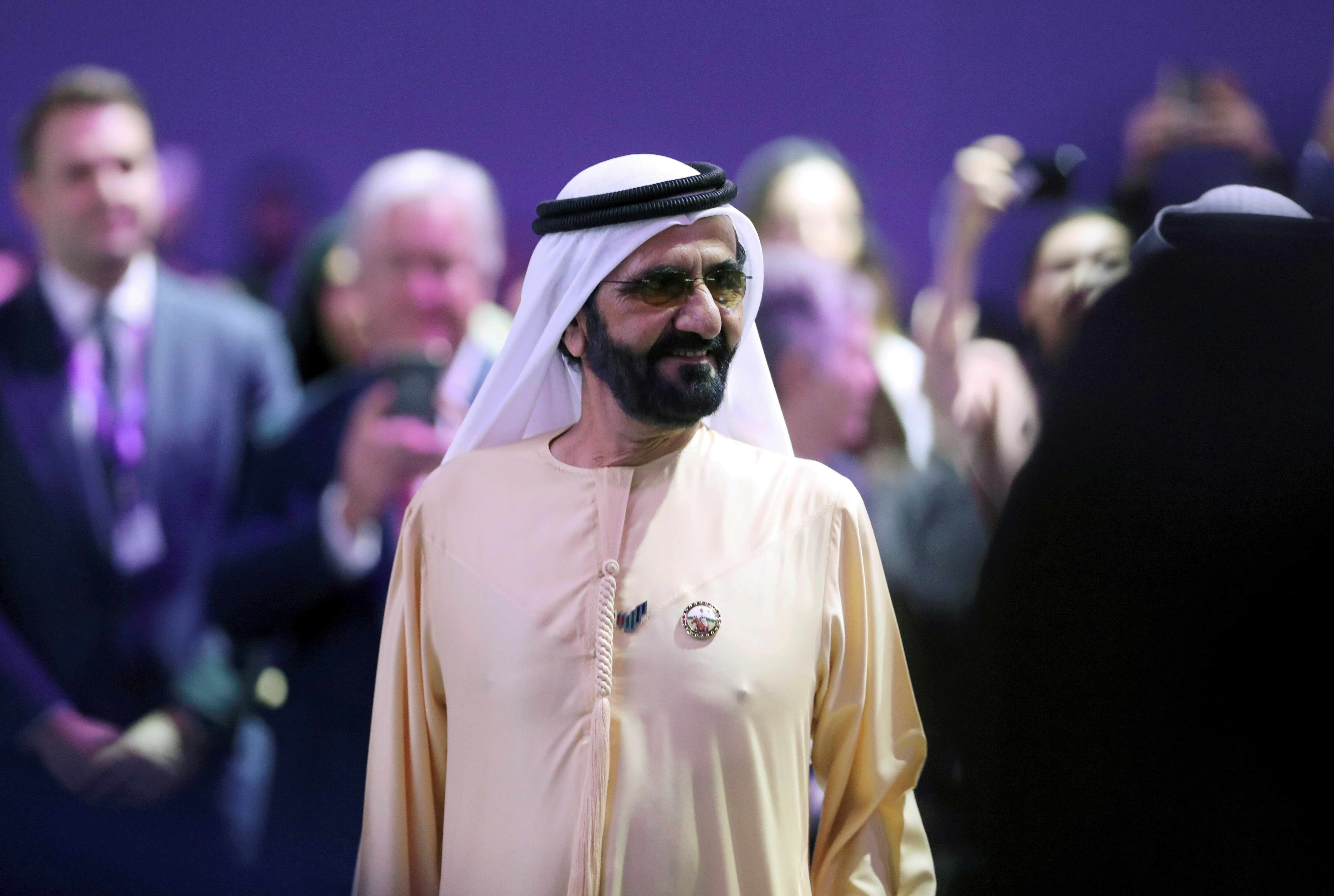 Prime Minister and Vice-President of the United Arab Emirates and ruler of Dubai Sheikh Mohammed bin Rashid al-Maktoum attends the Global Women's Forum in Dubai