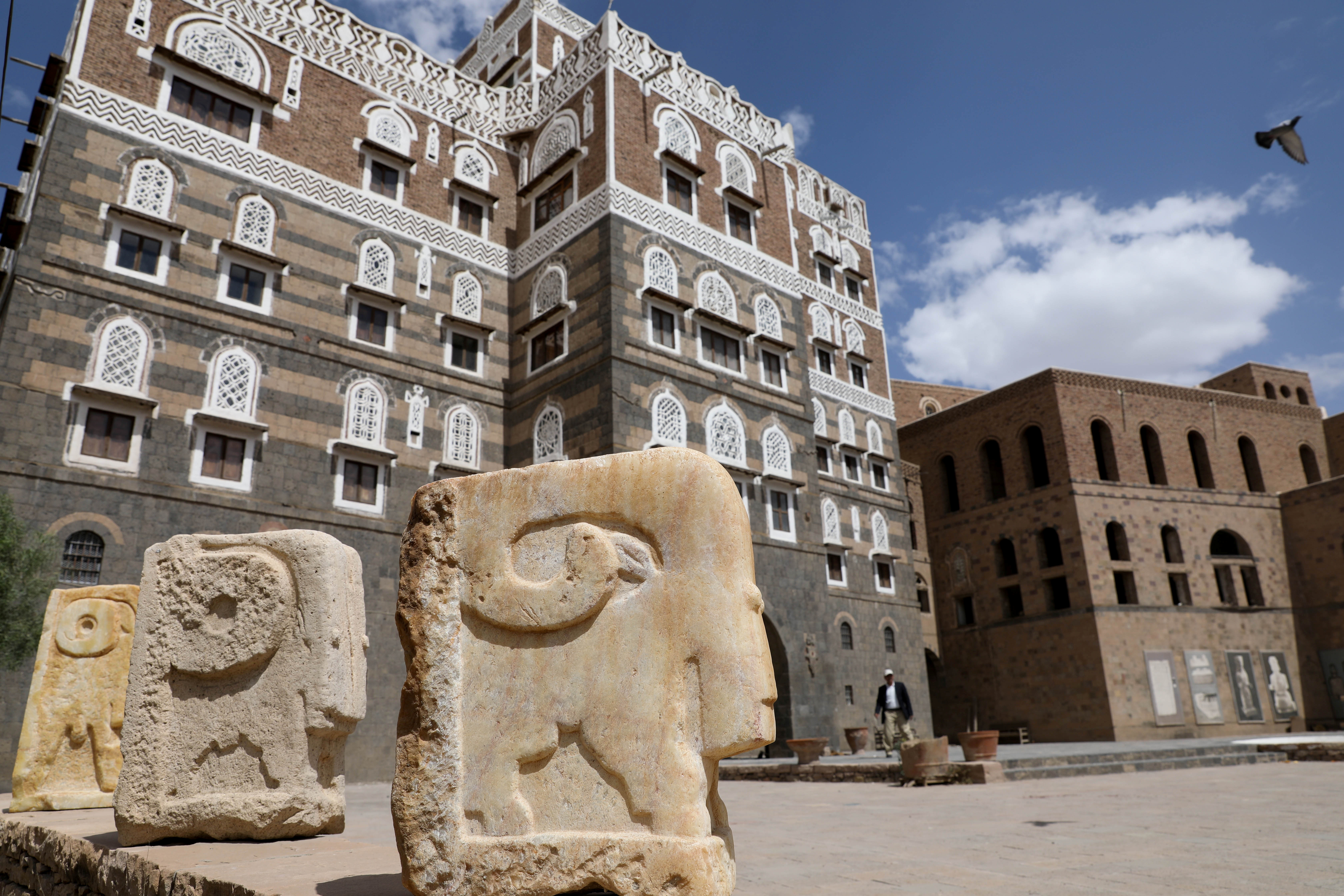 Statues are seen at the yard of the National Museum in Sanaa, Yemen June 2, 2021. Picture taken June 2, 2021. REUTERS/Khaled Abdullah