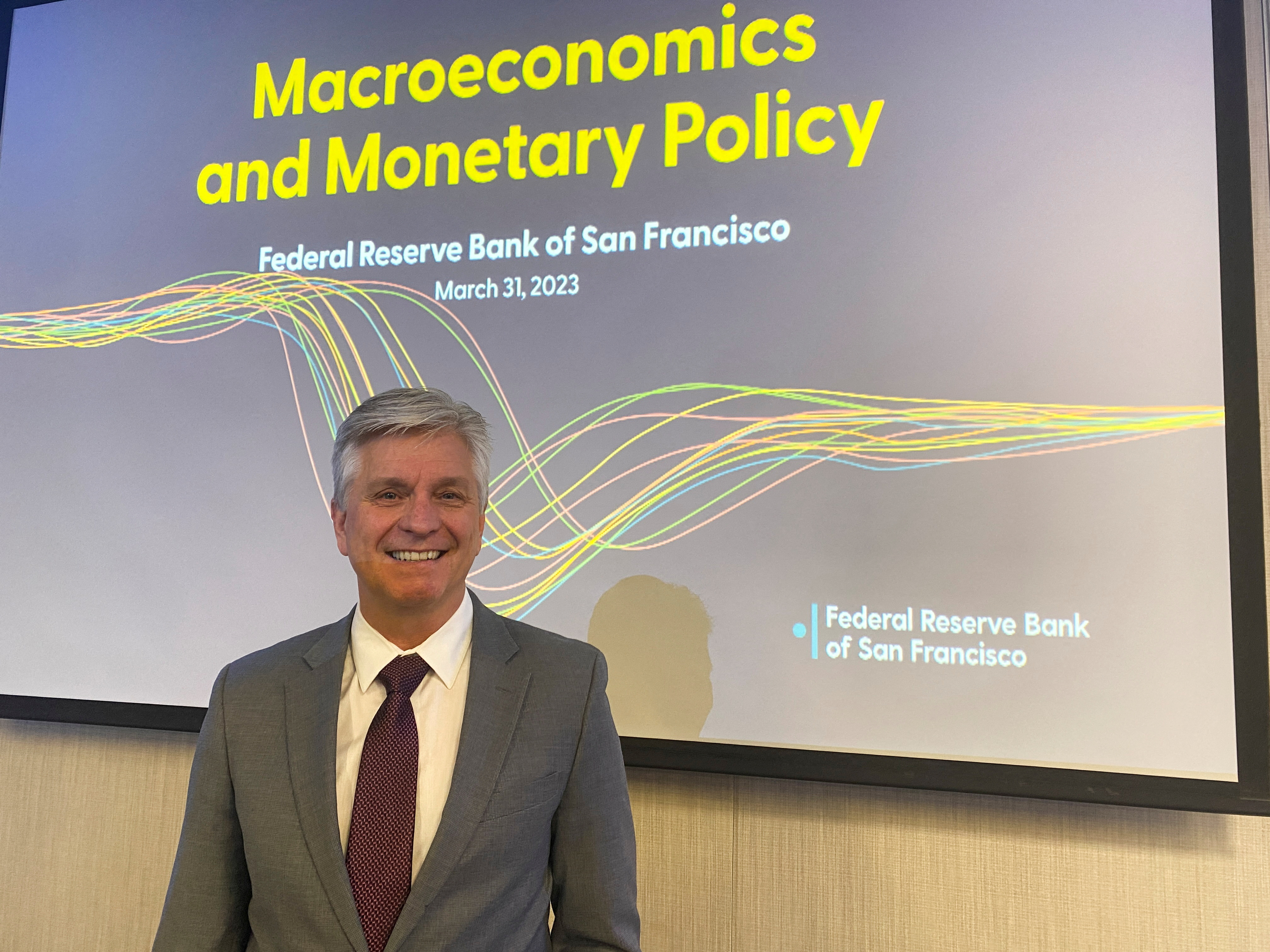 Federal Reserve Governor Christopher Waller poses before a speech at the San Francisco Fed