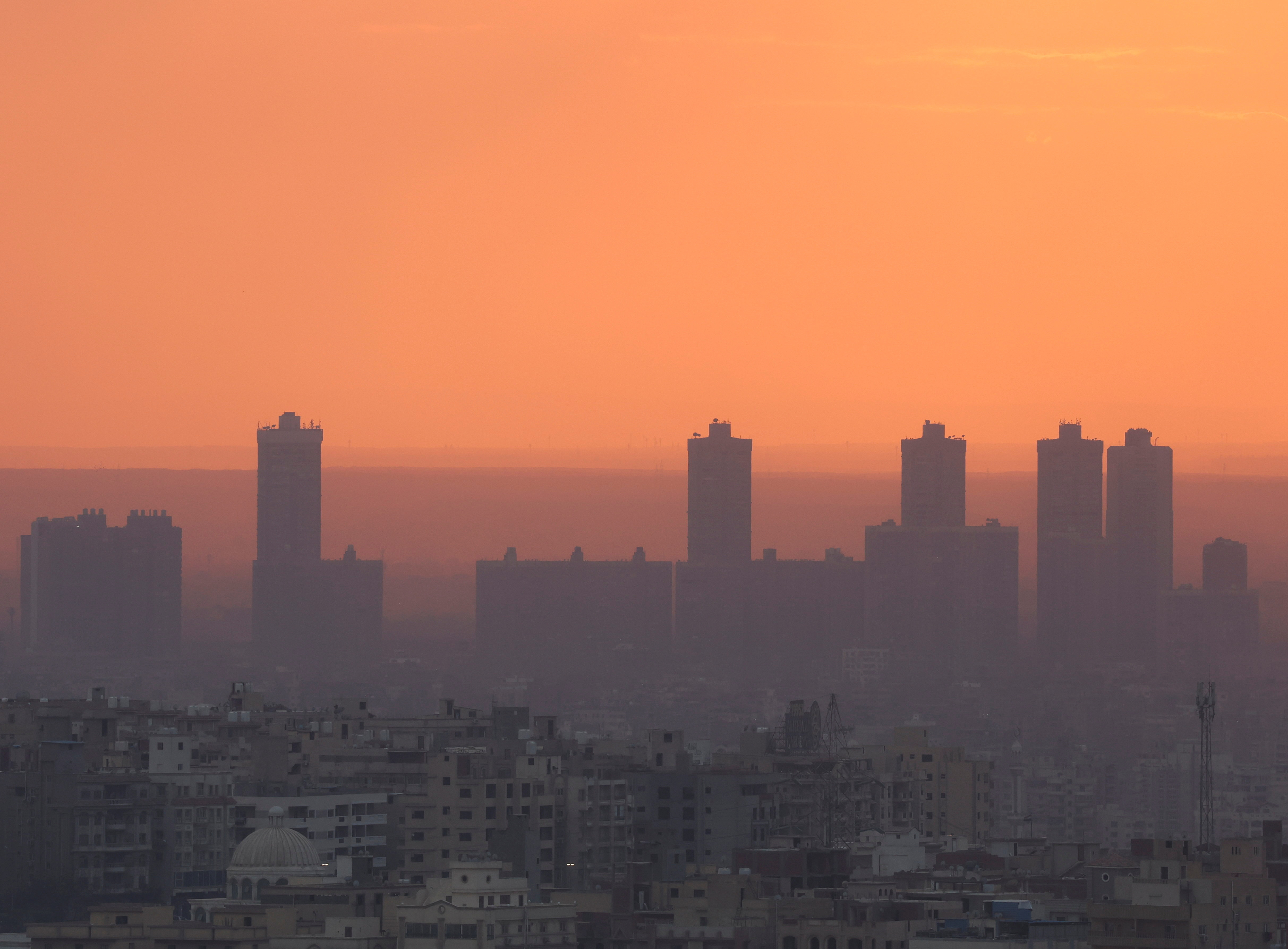 A general view of Cairo skyline during sunset