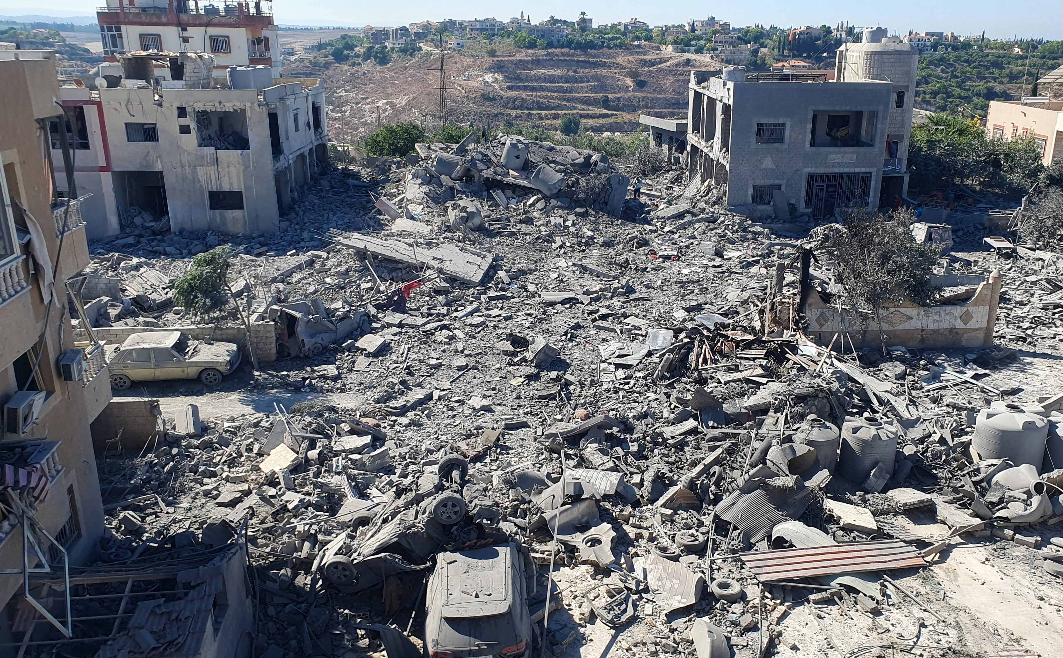 Aftermath of Israeli strikes on Saksakiyeh