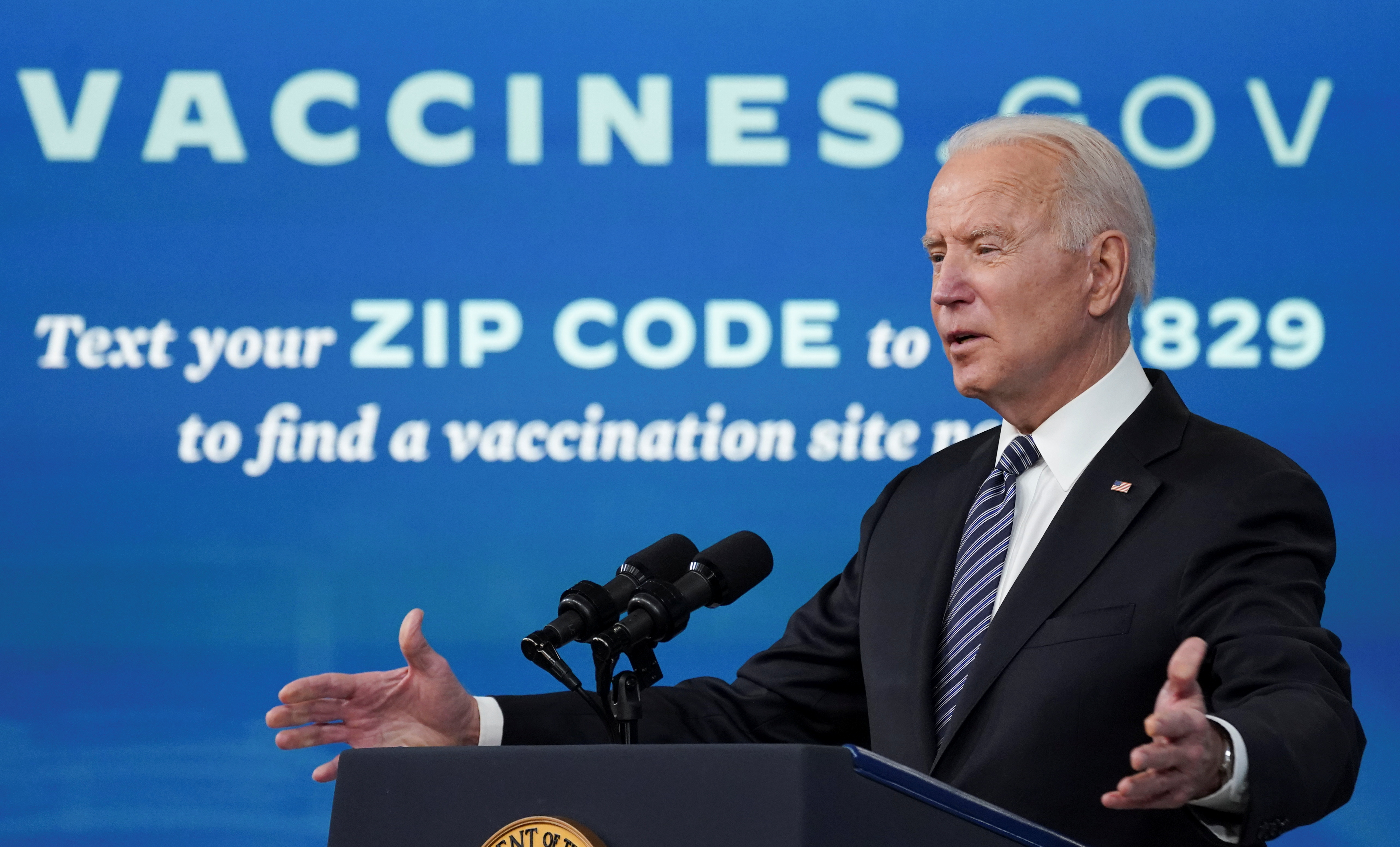 Biden speaks about the COVID-19 response at the White House in Washington