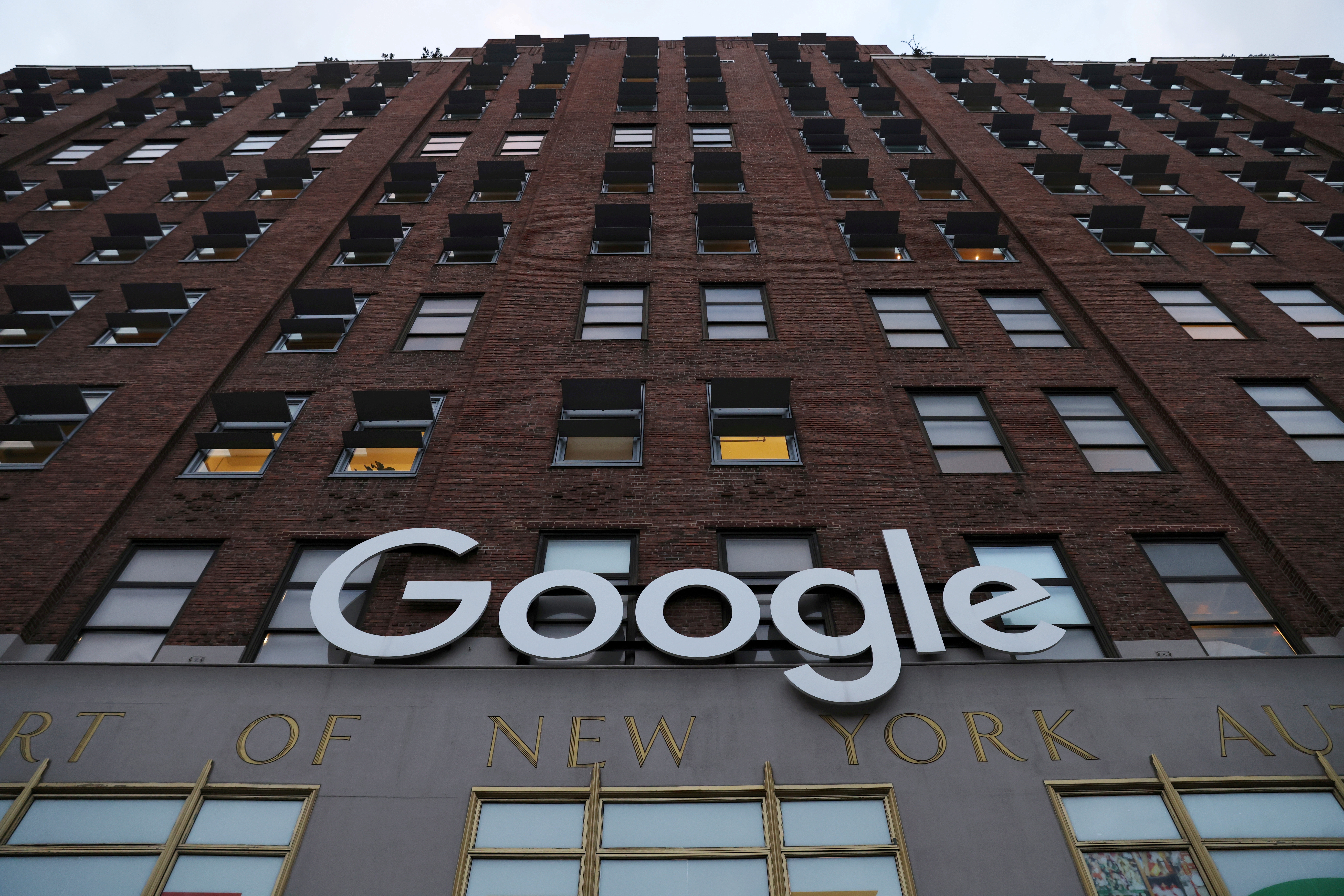 The logo for Google is seen at their offices in Manhattan, New York City