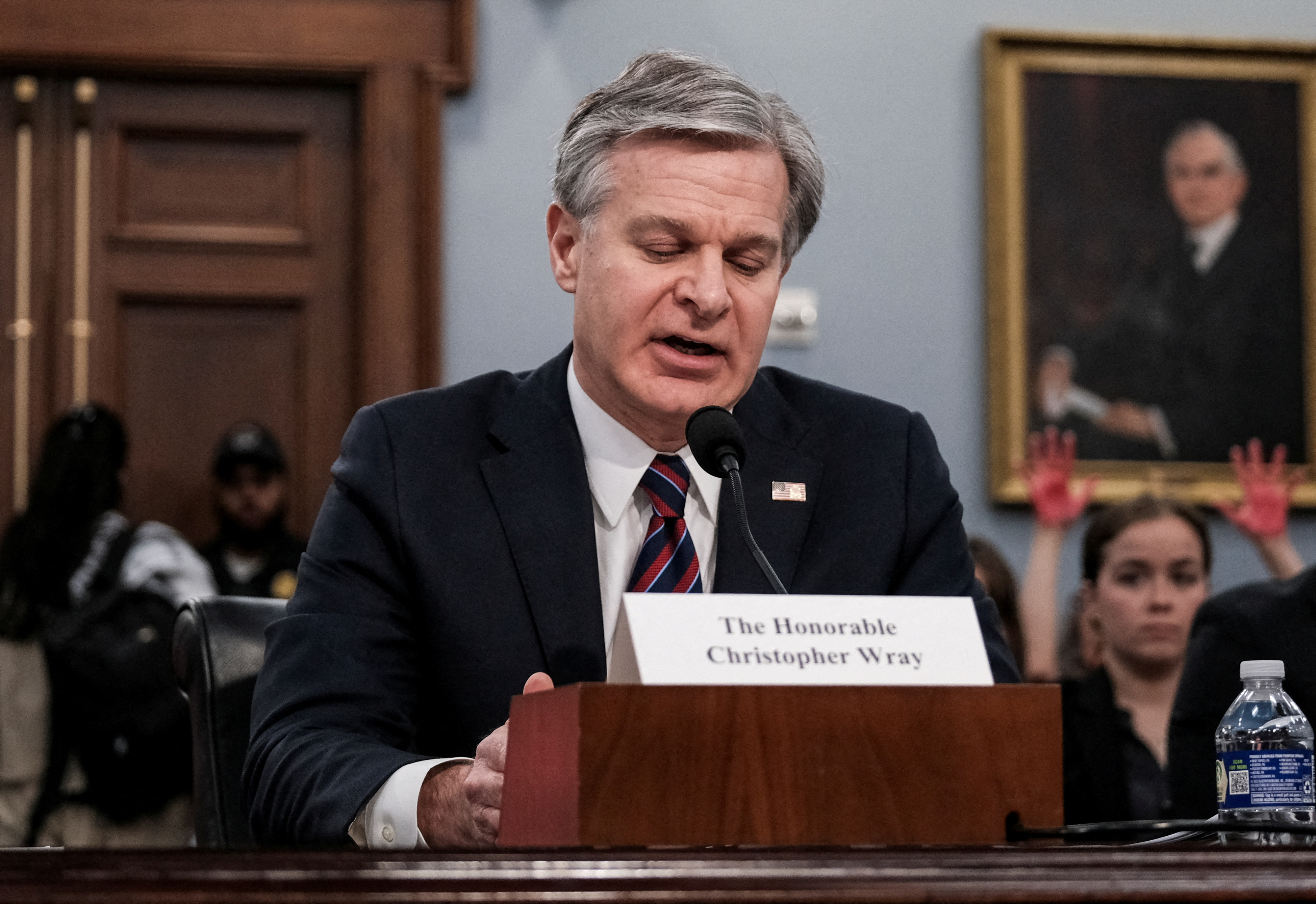 FBI Director Christopher Wray testifies before a House Approbations Subcommittee