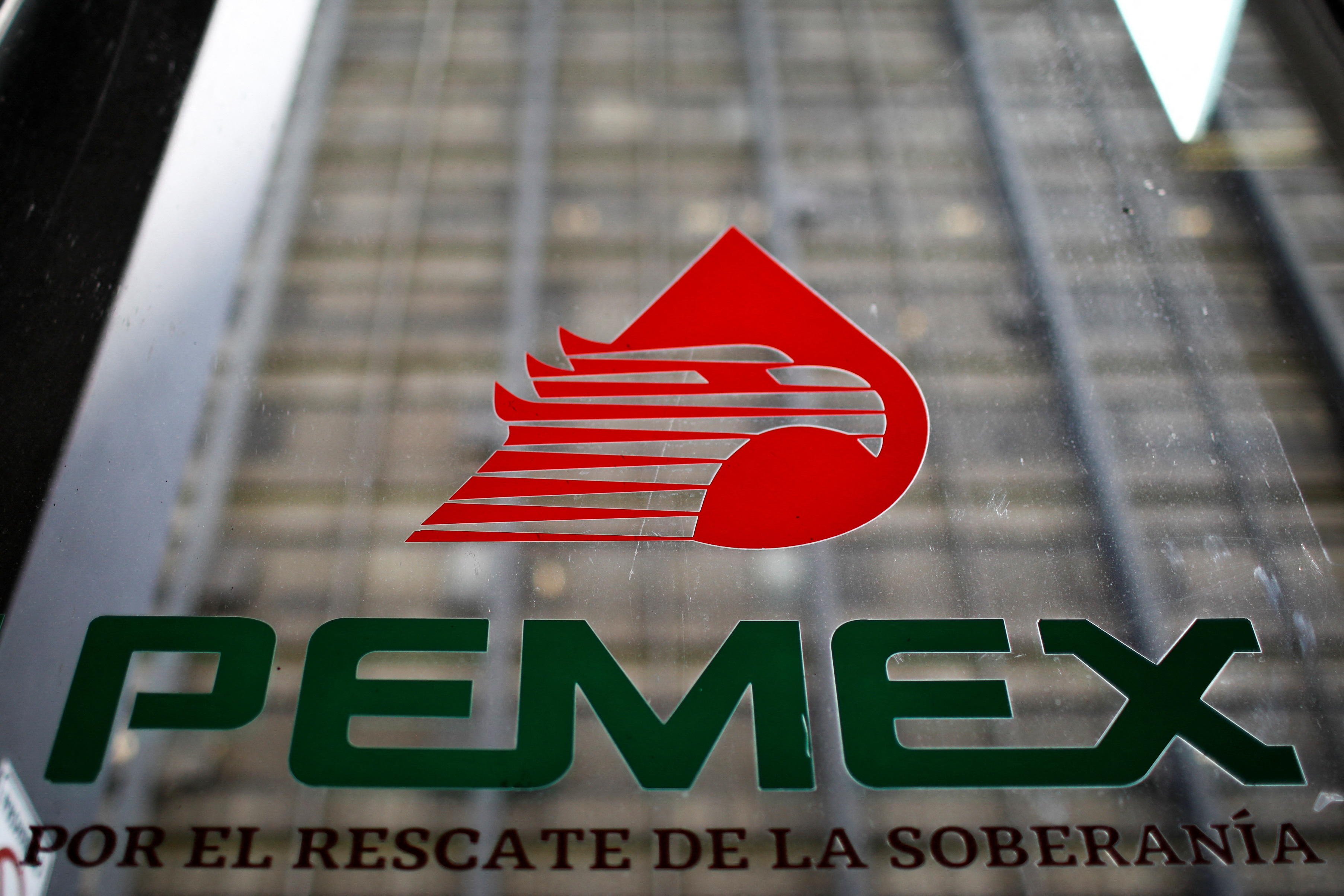 The logo of Petroleos Mexicanos (Pemex) is pictured at the company's headquarters in Mexico City