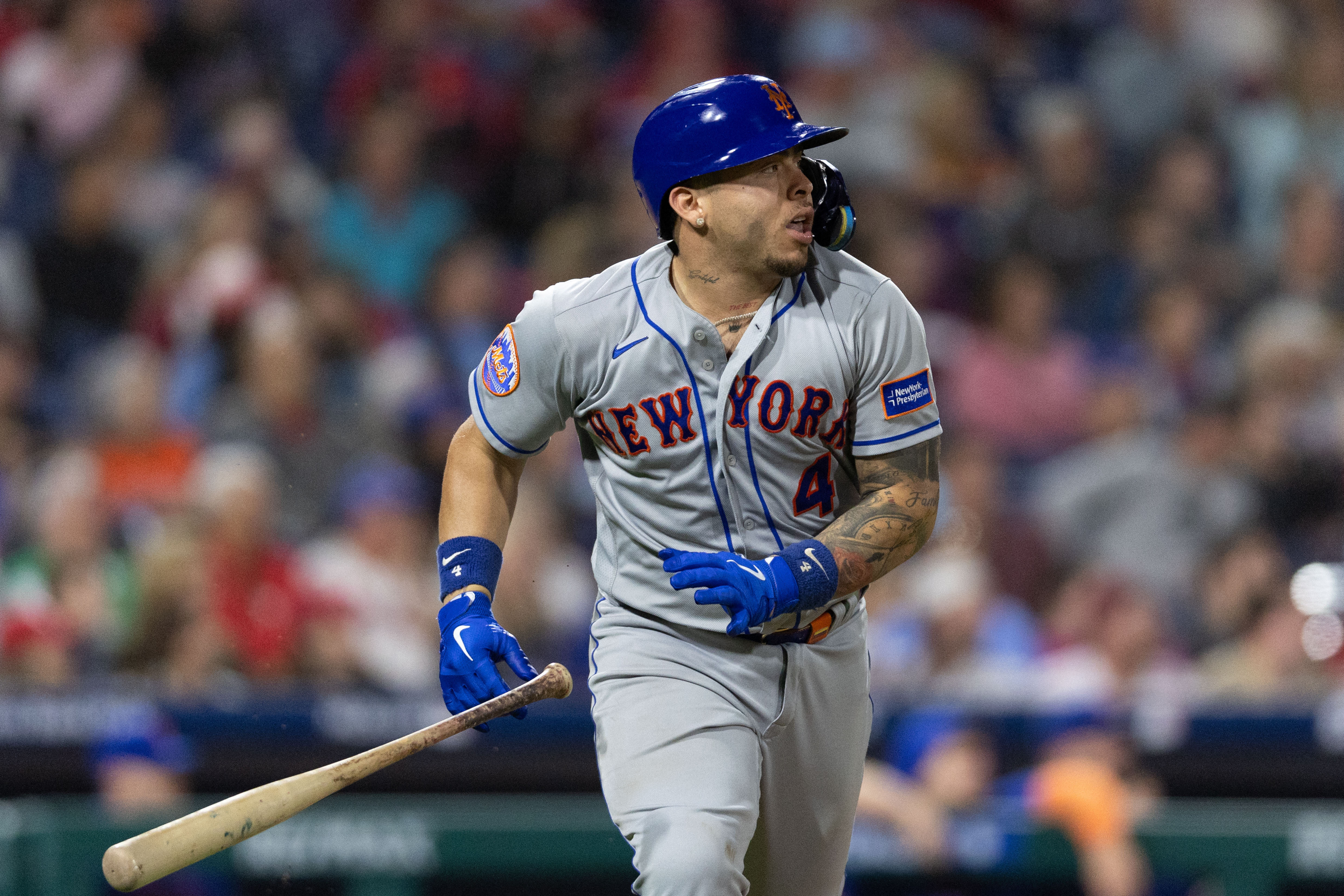 PHILADELPHIA, PA - MAY 21: Nick Castellanos #8 of the Philadelphia Phillies  at bat during the game against the Chicago Cubs at Citizens Bank Park on  May 20, 2023 in Philadelphia, Pennsylvania. (