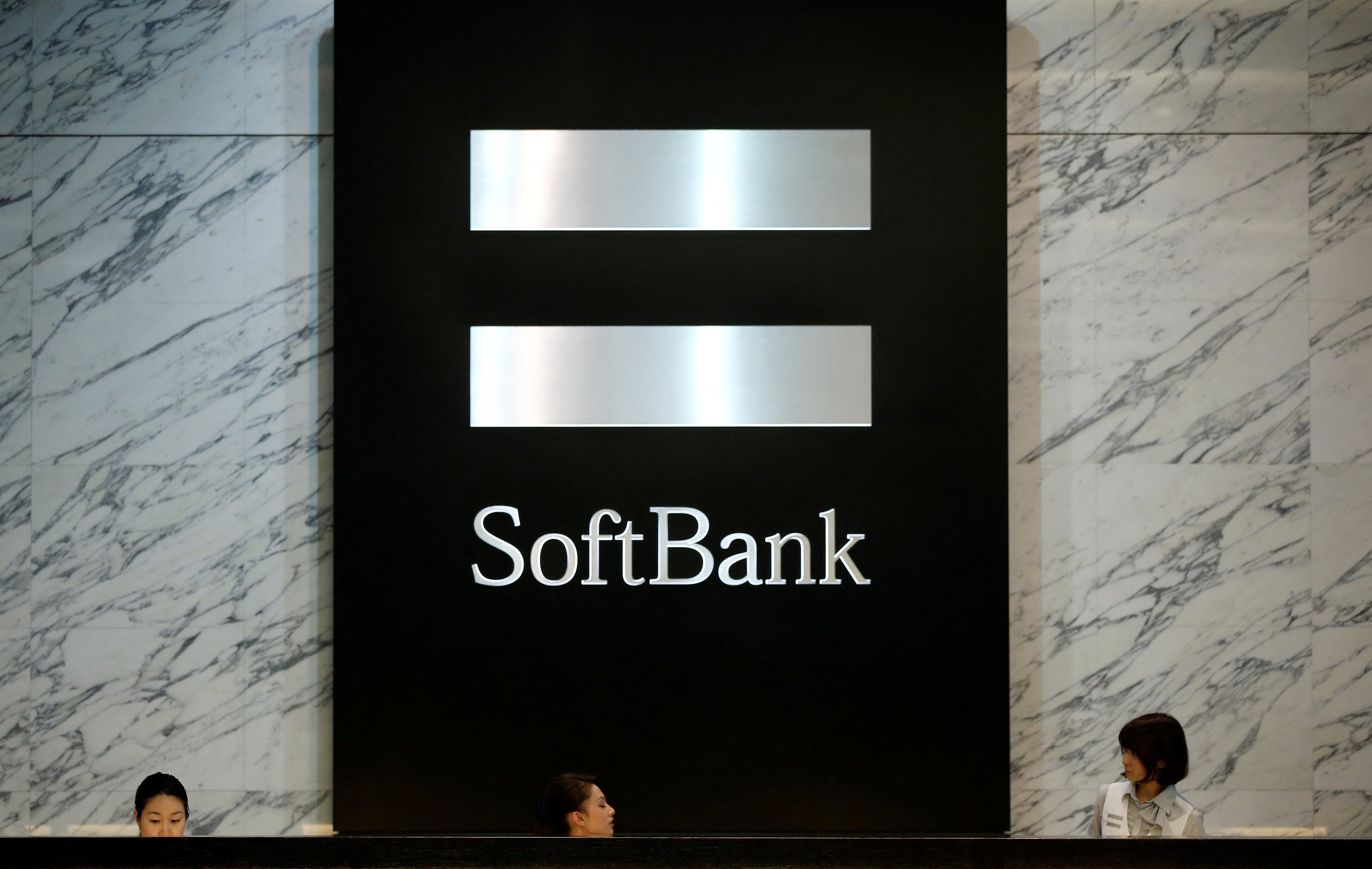 Logo of SoftBank Group Corp is seen at the company's headquarters in Tokyo