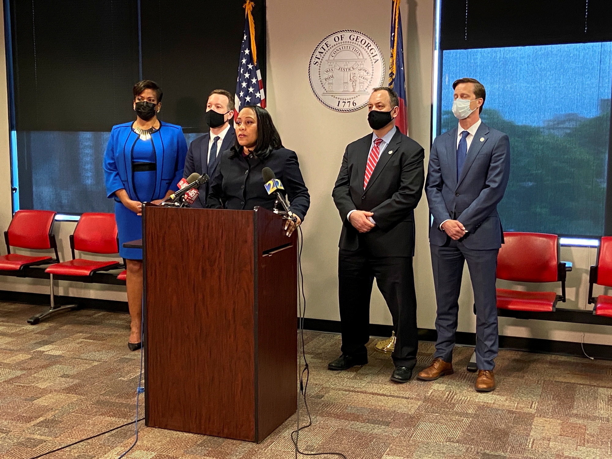 Fulton County District Attorney Fani Willis announces she will seek the death penalty in the Atlanta area spa shootings at a news conference in Atlanta