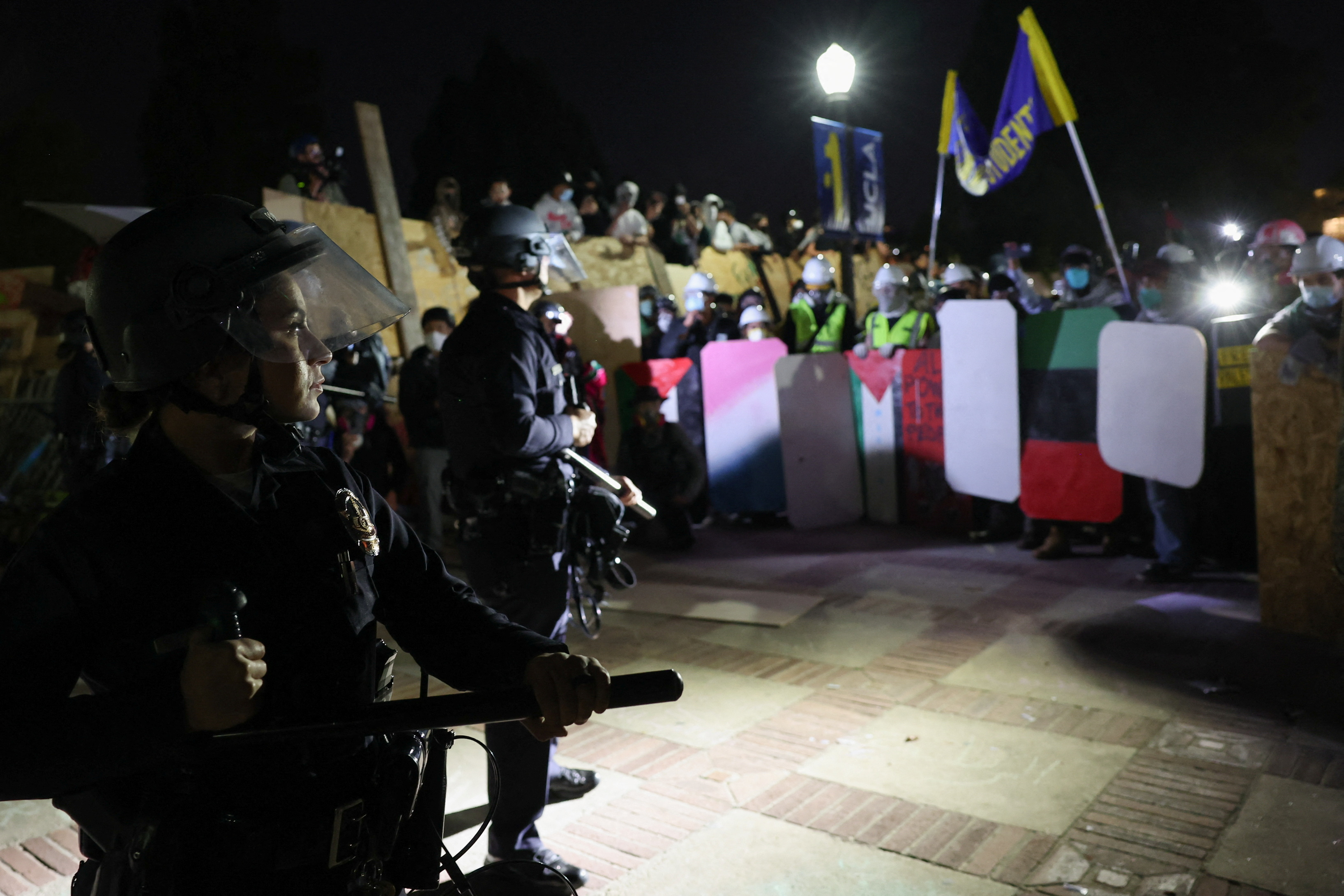 Protesters gather at the University of California Los Angeles