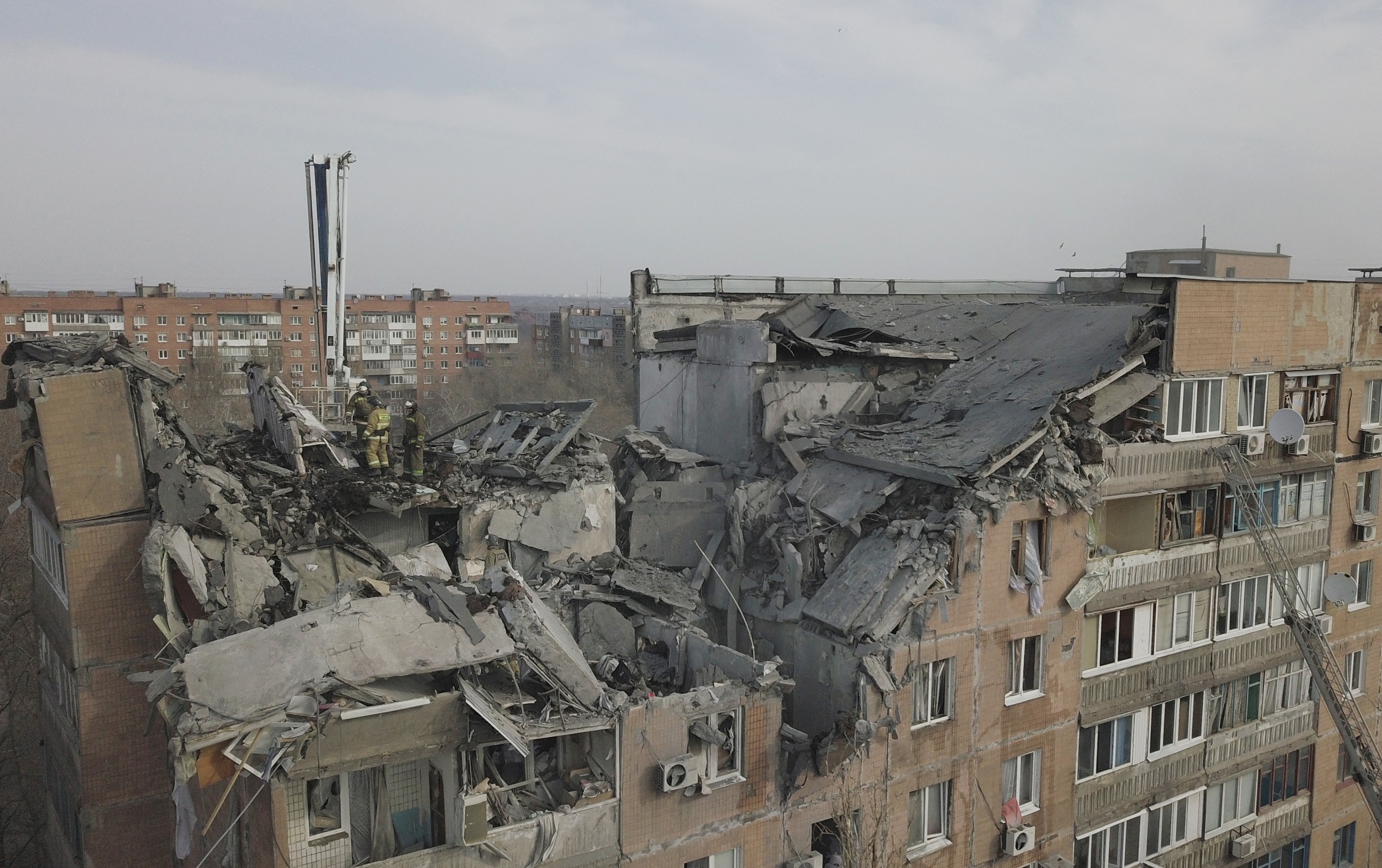 The aftermath of shelling in Donetsk