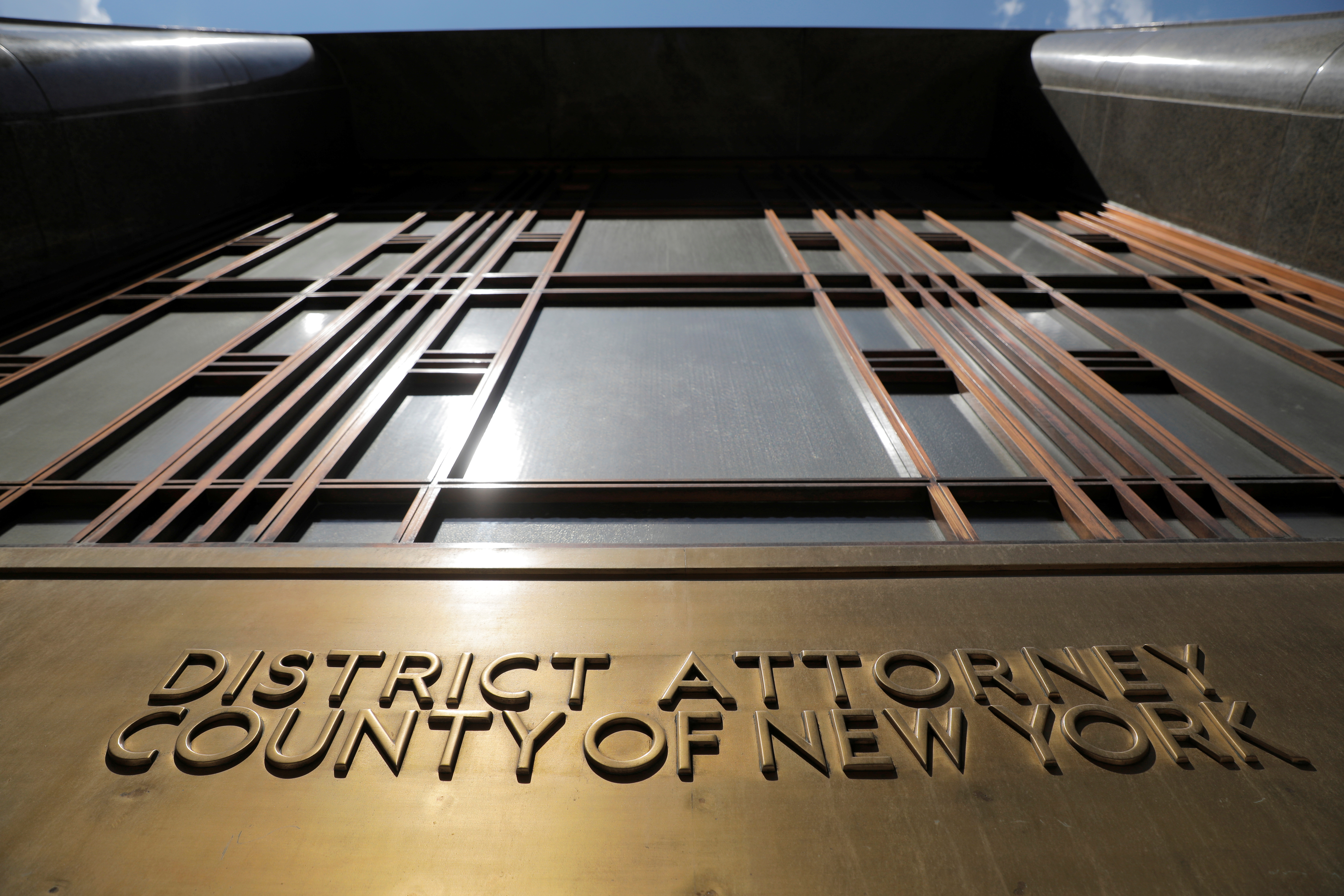 The entrance to the The New York County District Attorney's office at 1 Hogan Place is seen in Manhattan in New York City, New York, U.S. REUTERS/Andrew Kelly