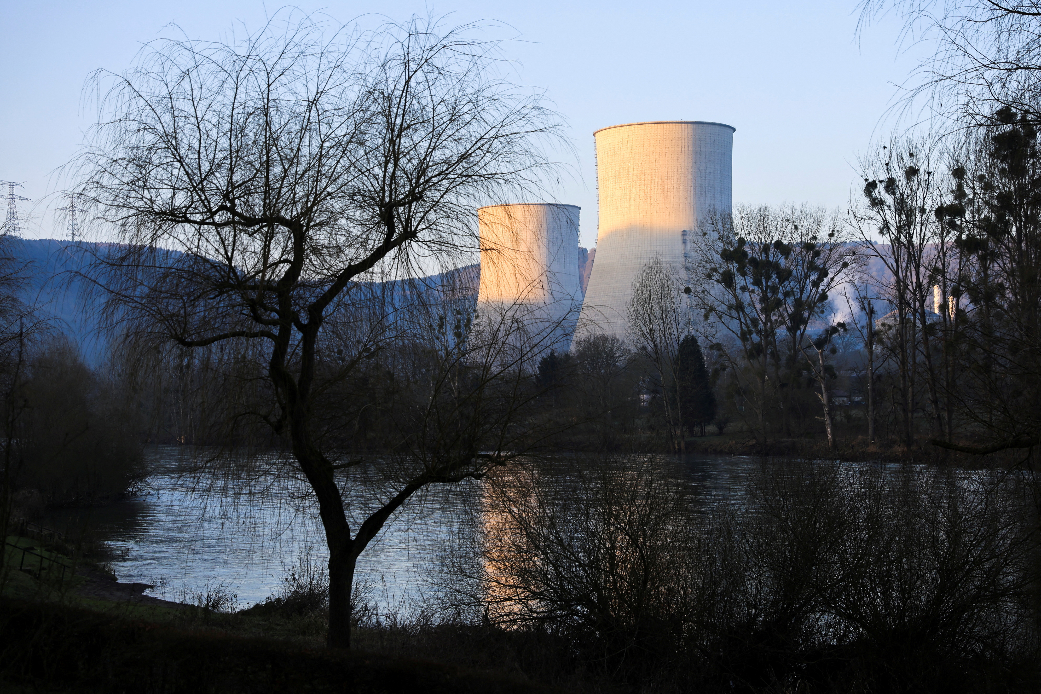 A general view of the two cooling towers of the Electricite de France (EDF) nuclear power plant, in Chooz