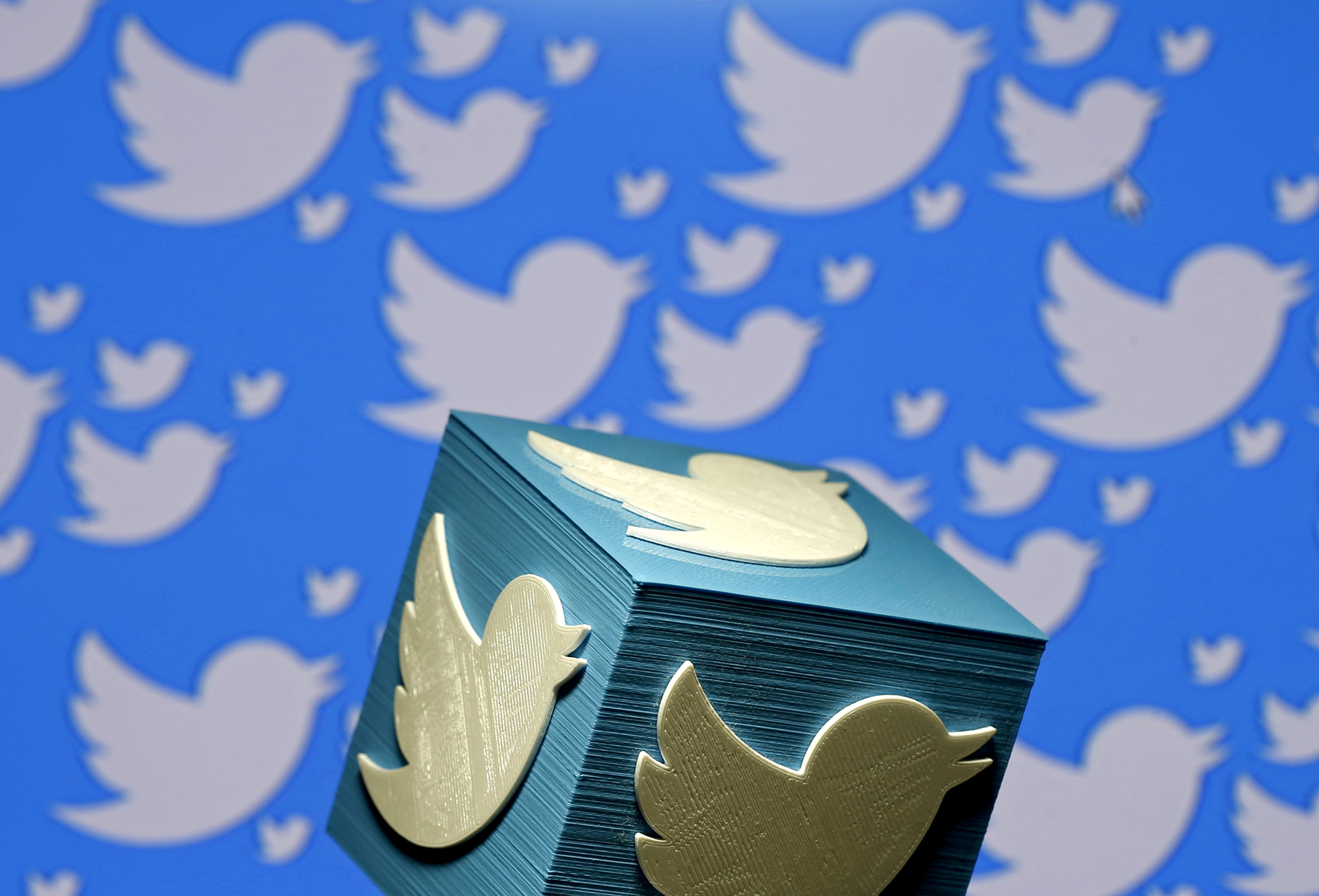A 3D-printed logo for Twitter is seen in this picture illustration made in Zenica