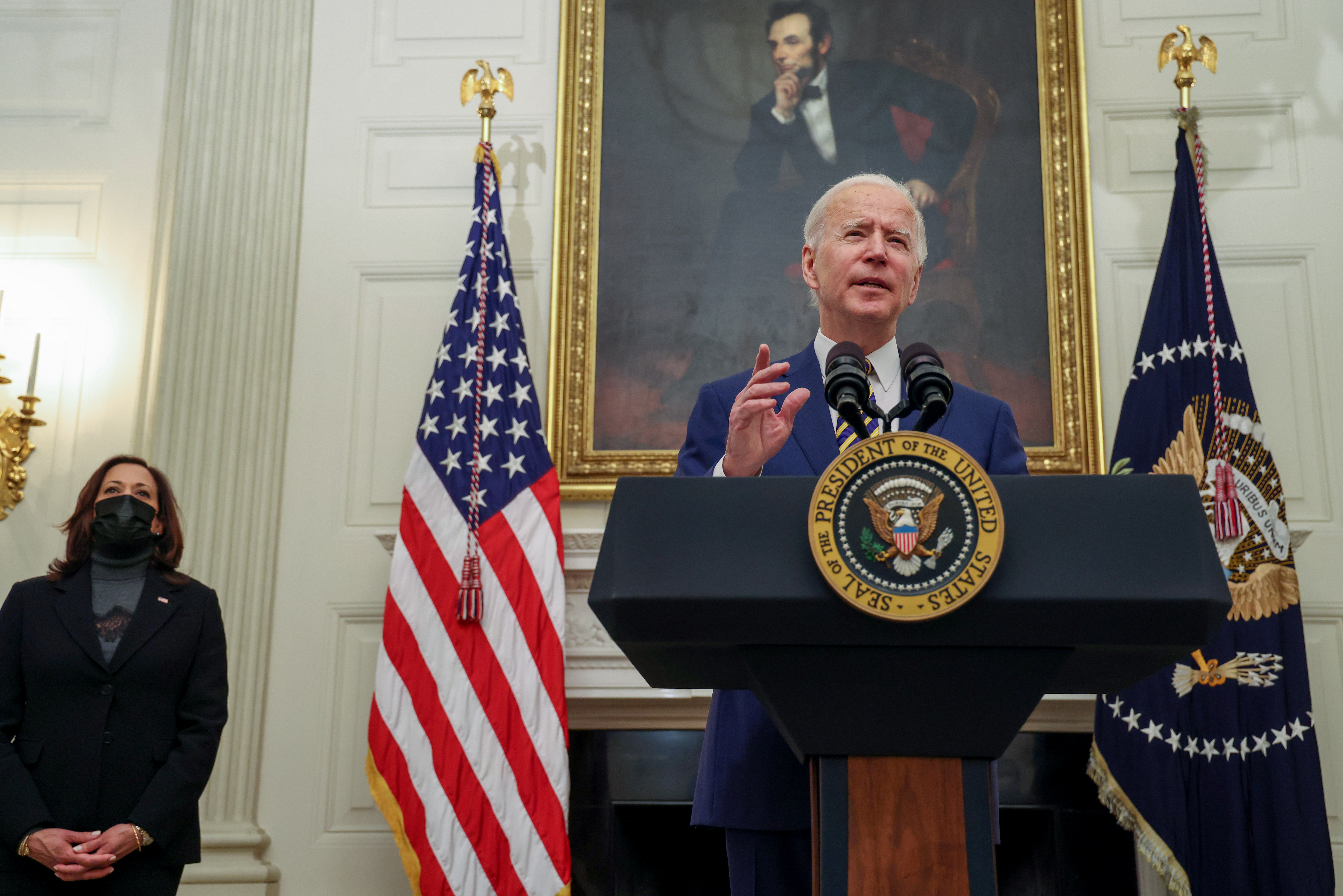 uspoU.S. President Biden speaks about economic recovery plans during coronavirus response event at the White House in Washington