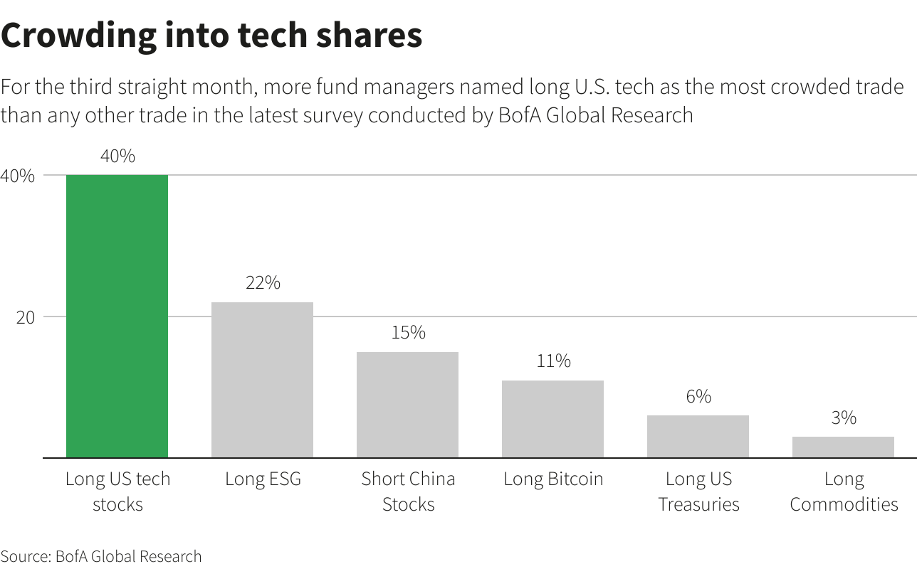 Crowding into tech shares