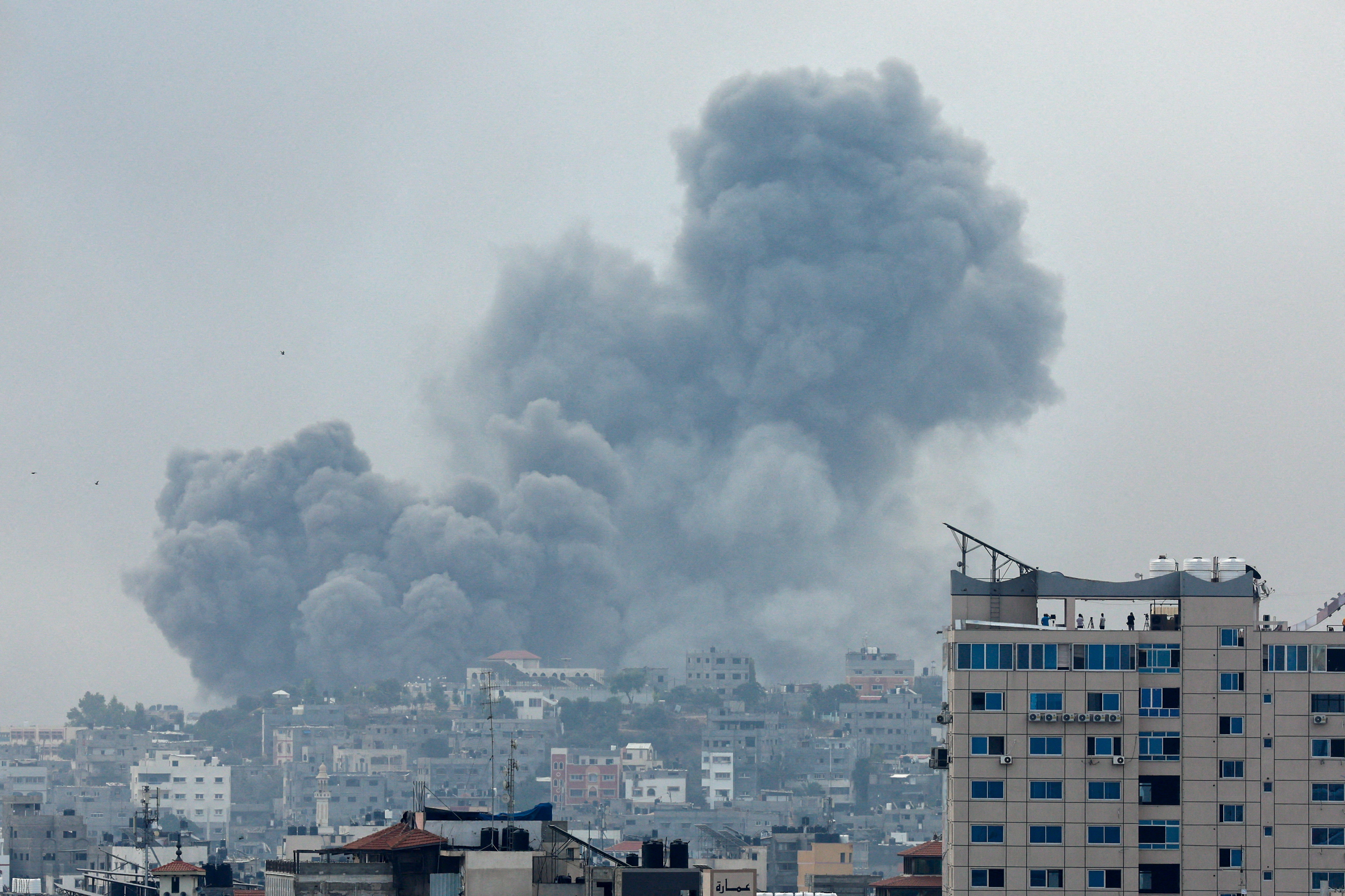 Smoke rises following Israeli strikes in Gaza