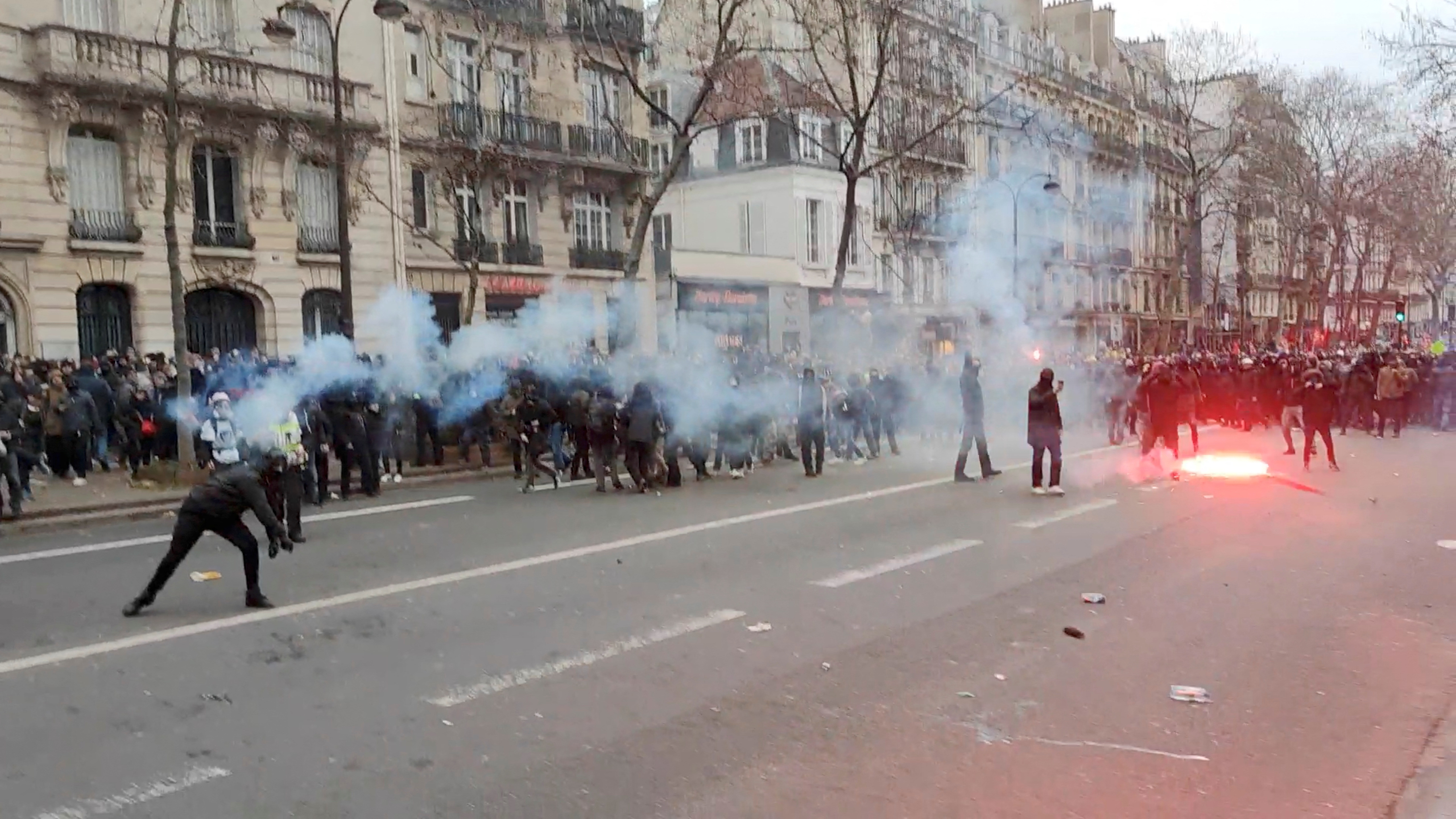 Protesters clash with police in France against pension reform
