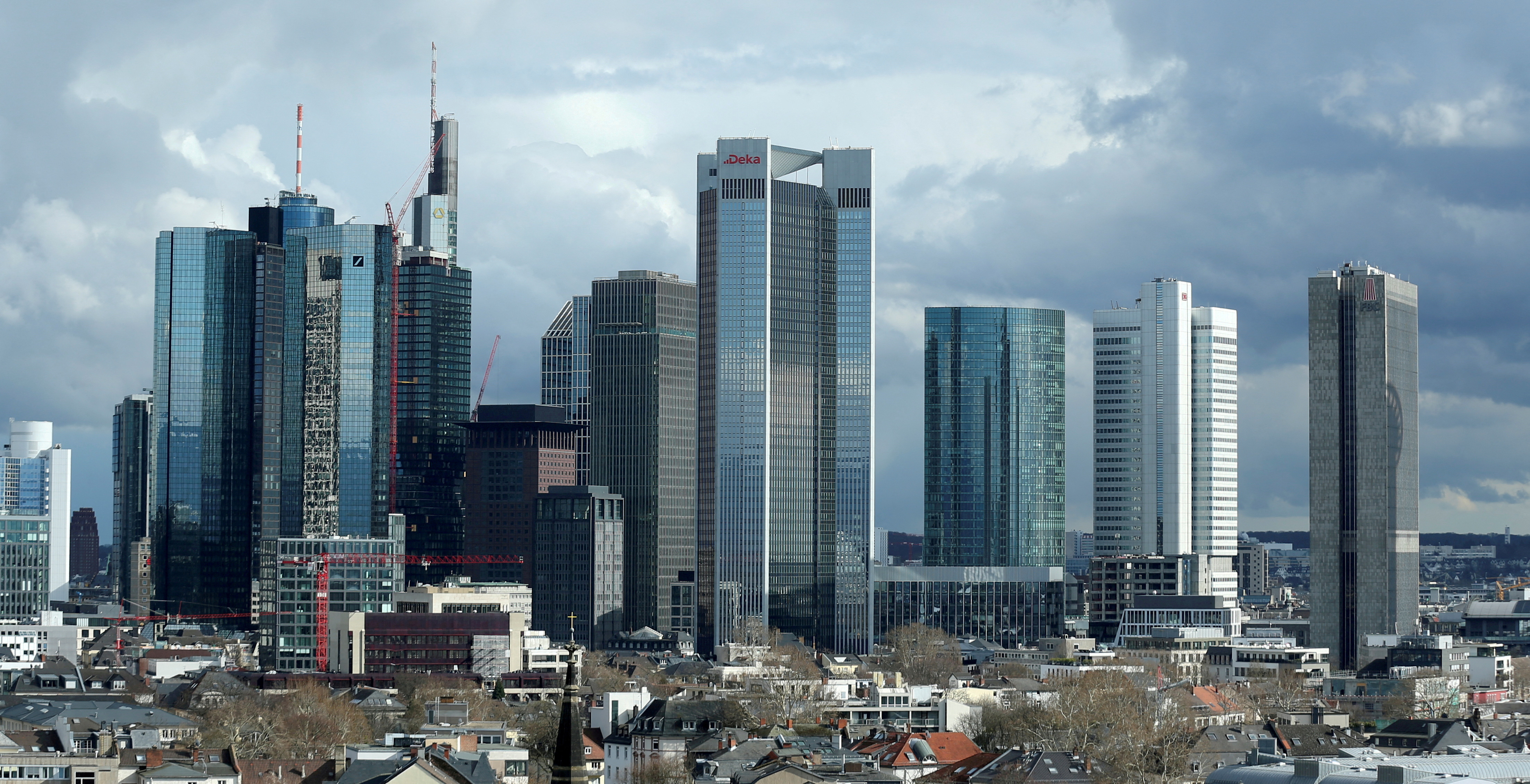 Banks in Frankfurt's financial district, Germany
